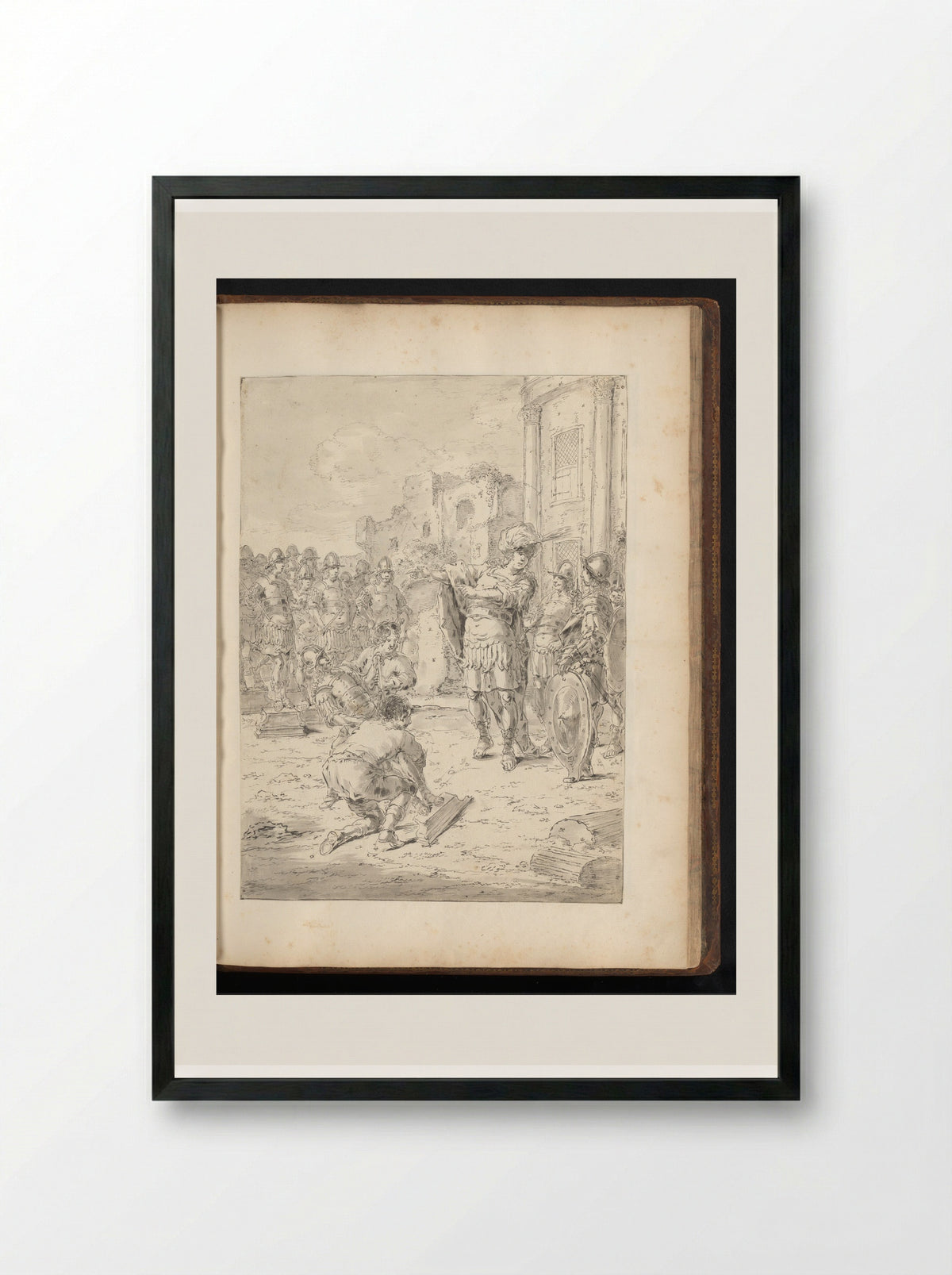 Alexander the Great Presented with Sculptures by Lysippos - Leonaert Bramer - Framed Print Black