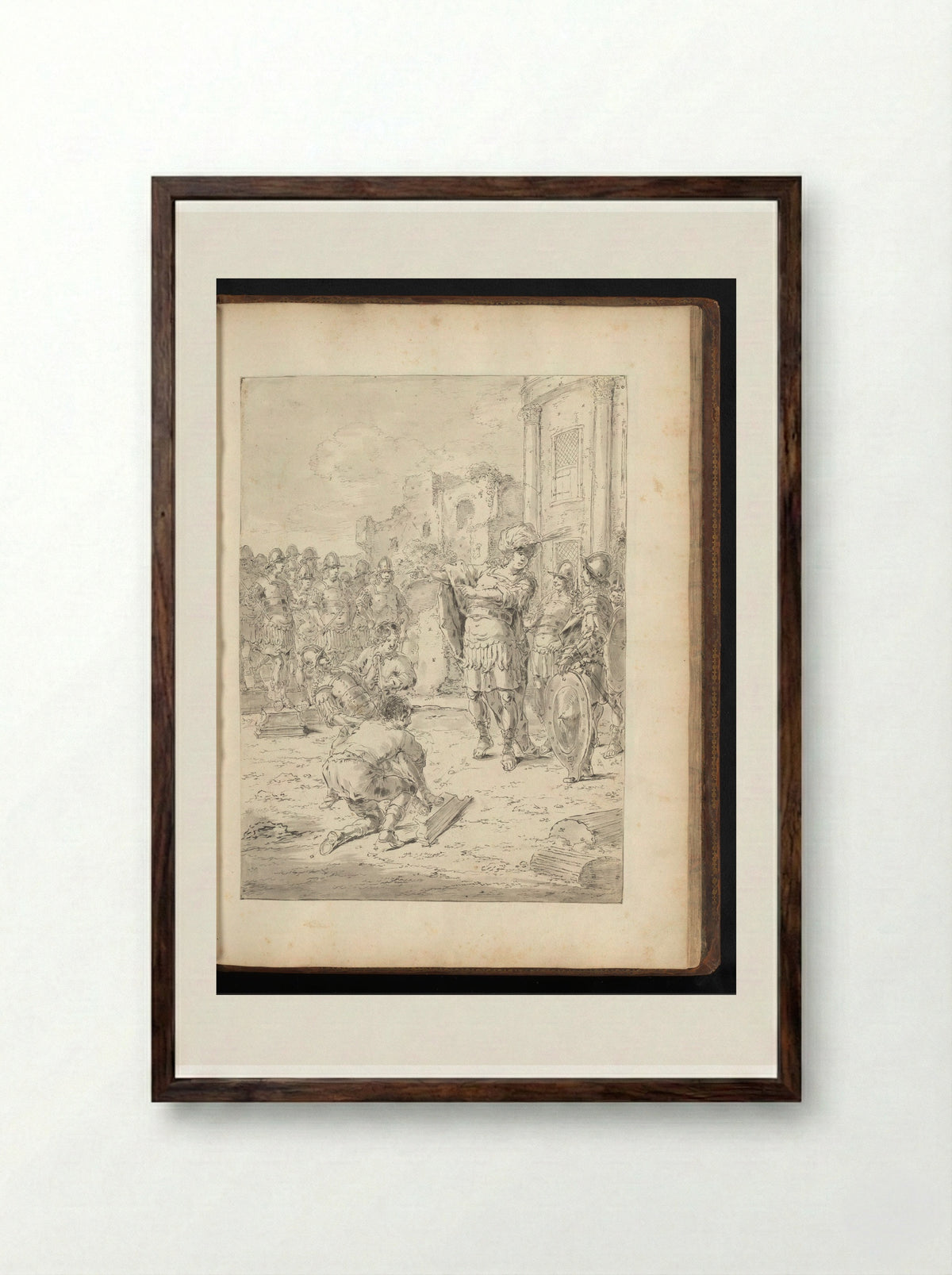 Alexander the Great Presented with Sculptures by Lysippos - Leonaert Bramer - Framed Print Dark Wood