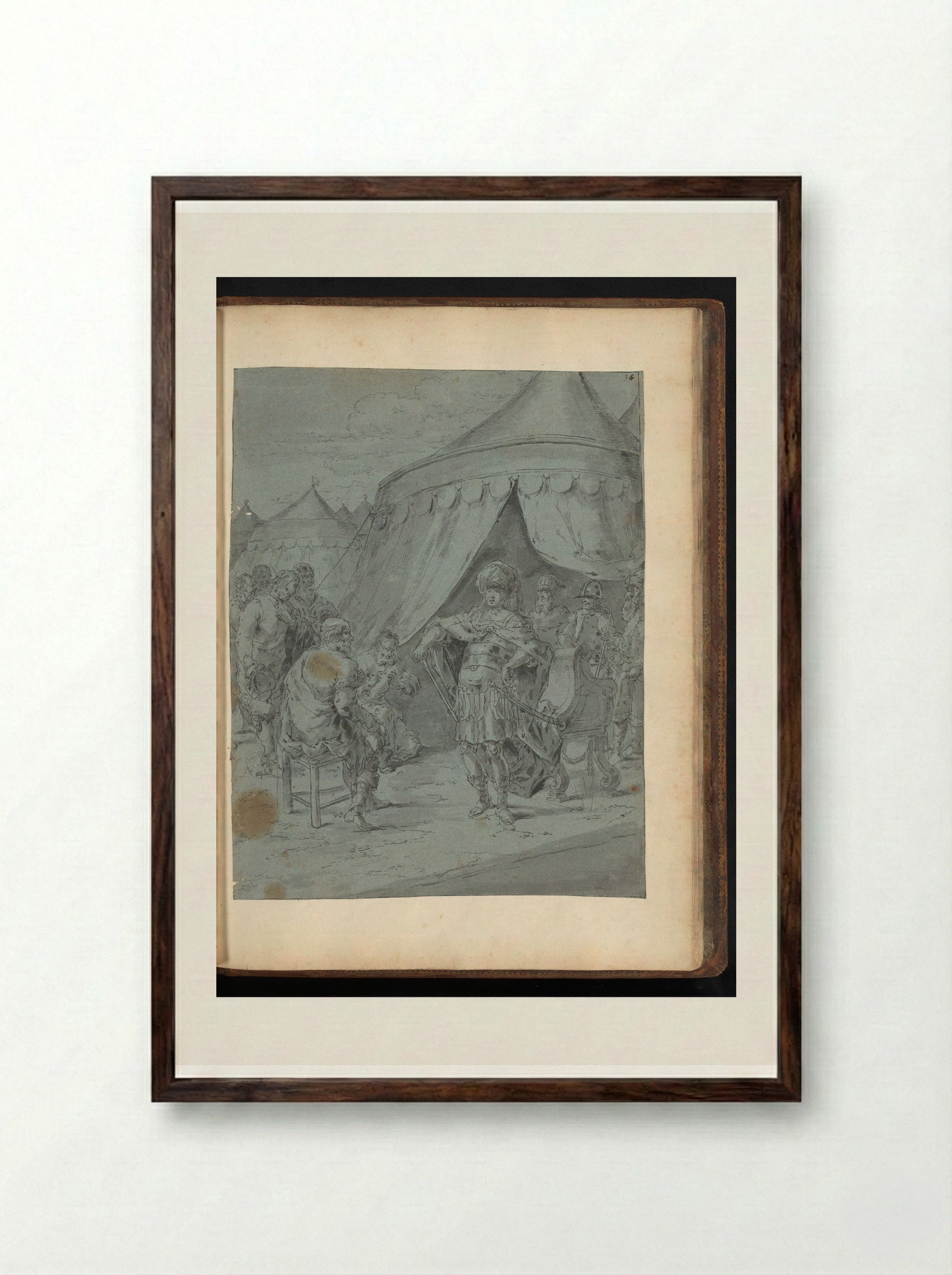 Alexander the Great Receiving Envoys - Leonaert Bramer - Framed Print Dark Wood