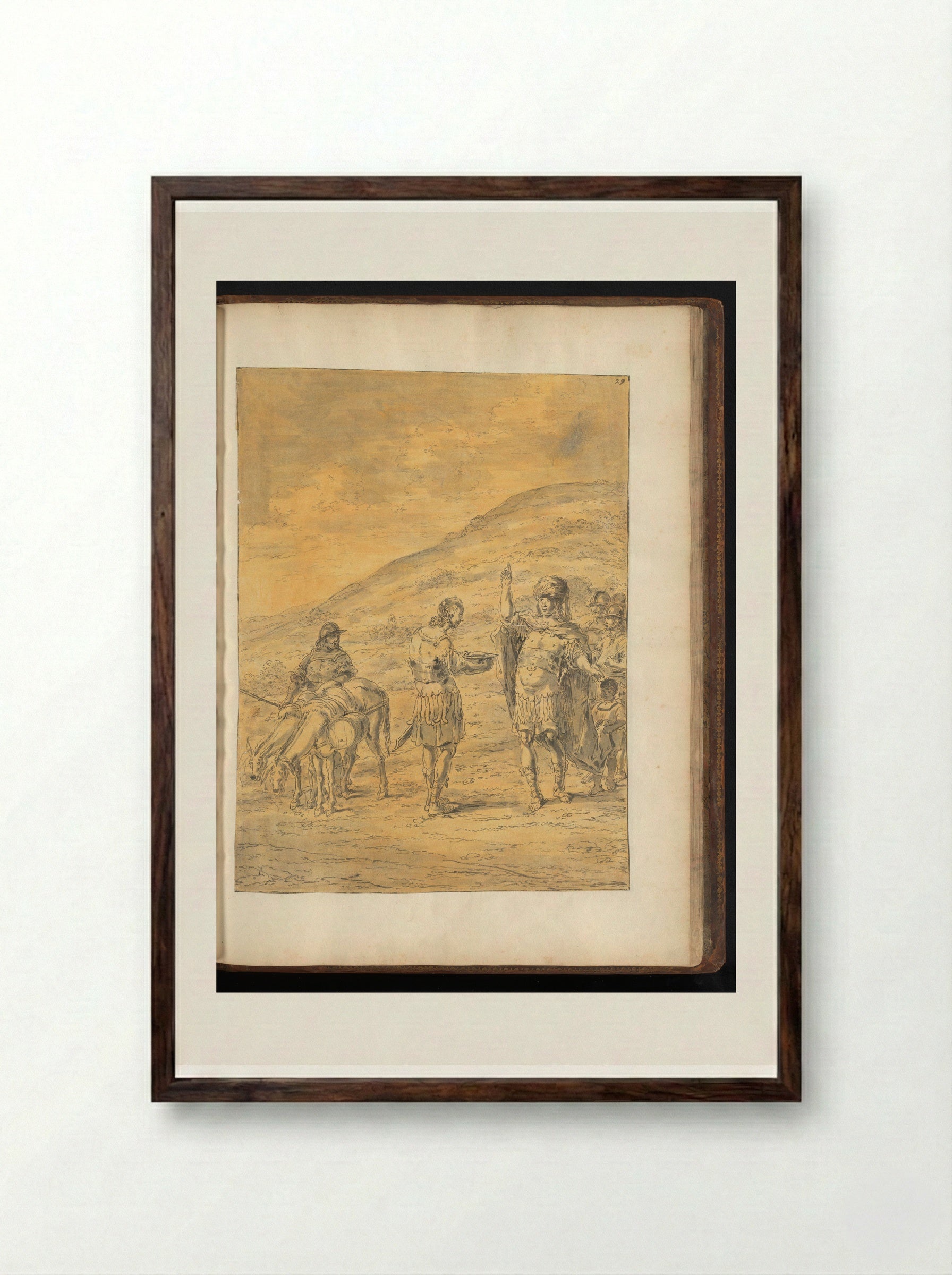 Alexander the Great Refusing Water - Leonaert Bramer - Framed Print Dark Wood