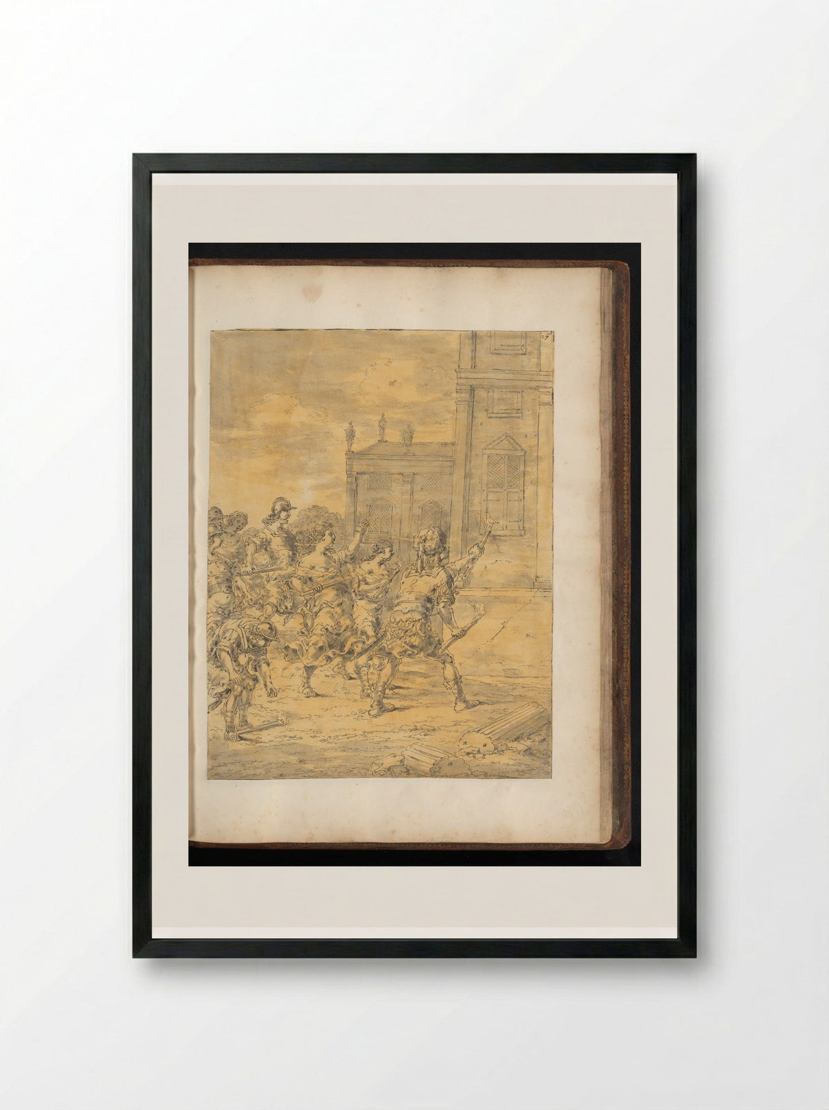 Alexander the Great Setting Fire to the Palace of Xerxes - Leonaert Bramer - Framed Print Black