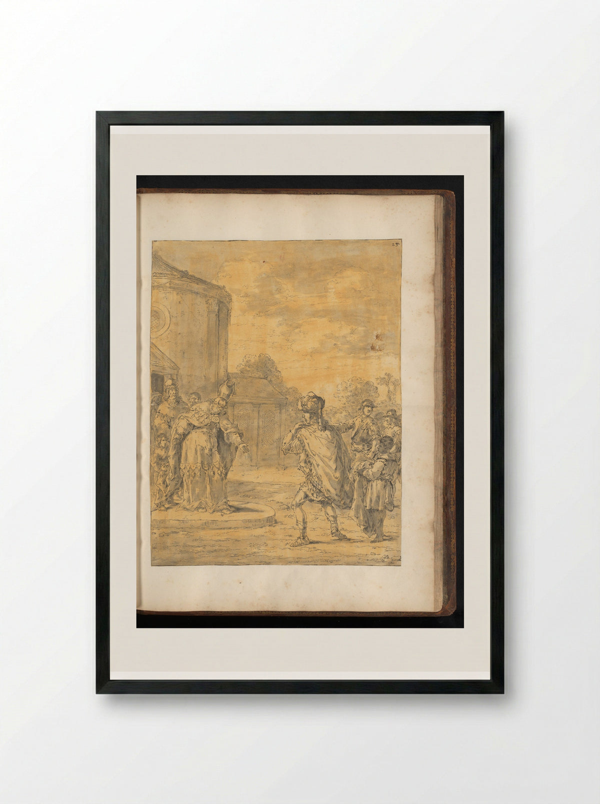 Alexander the Great Visits the Temple of Jupiter - Leonaert Bramer - Framed Print Black