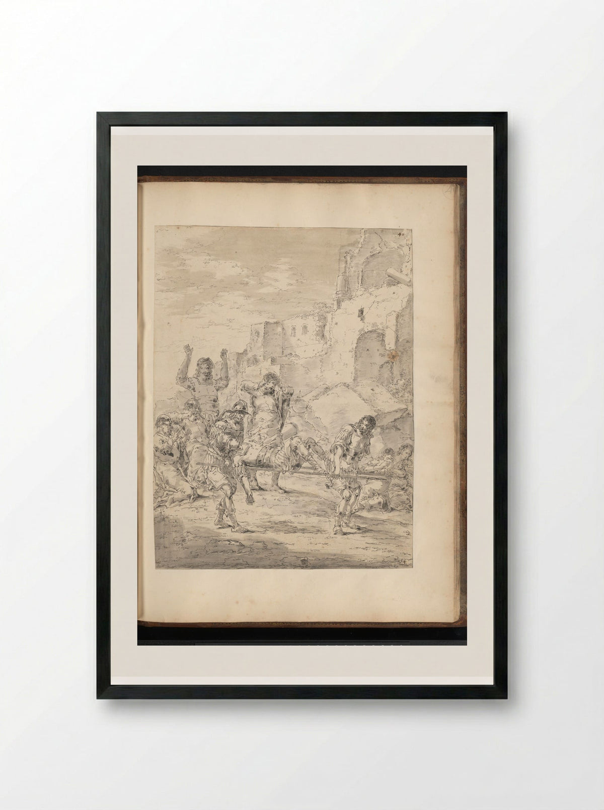 Alexander the Great Wounded and Carried Away - Leonaert Bramer - Framed Print Black