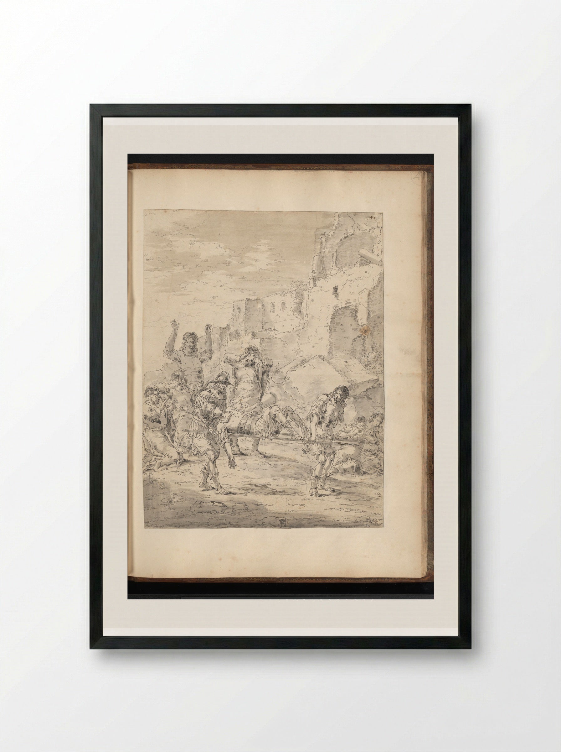 Alexander the Great Wounded and Carried Away - Leonaert Bramer - Framed Print Black
