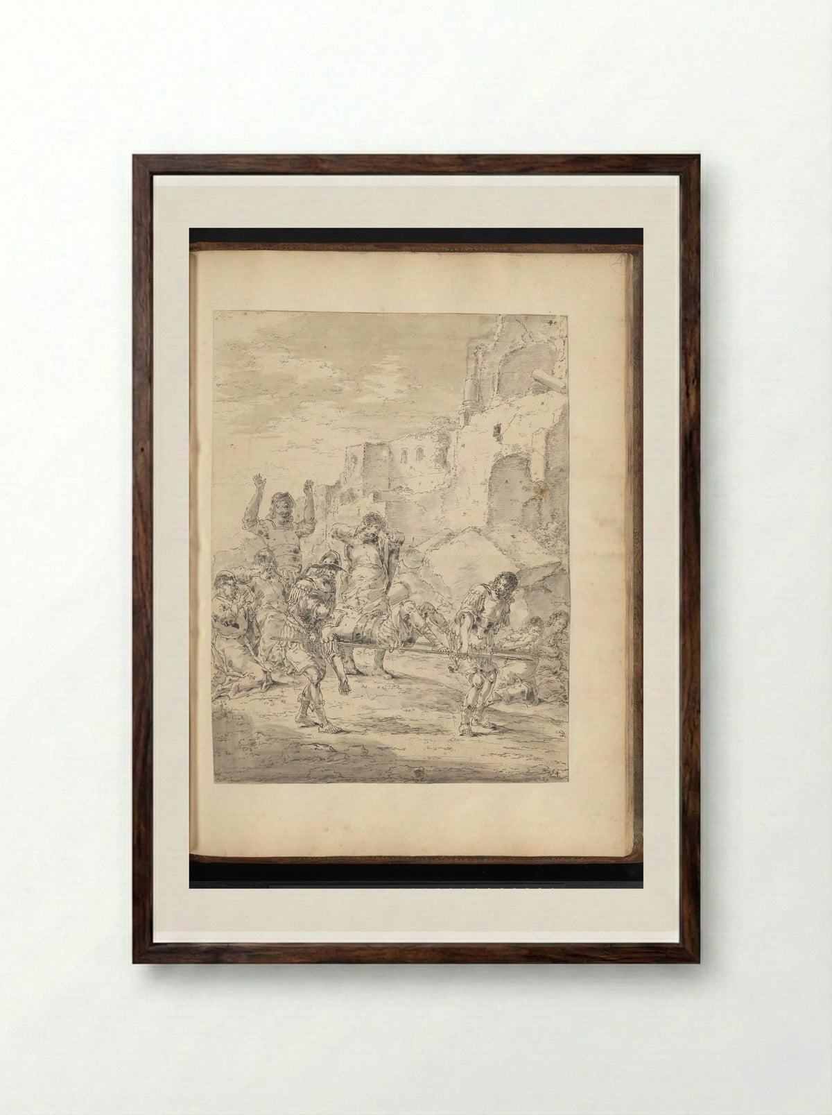 Alexander the Great Wounded and Carried Away - Leonaert Bramer - Framed Print Dark Wood
