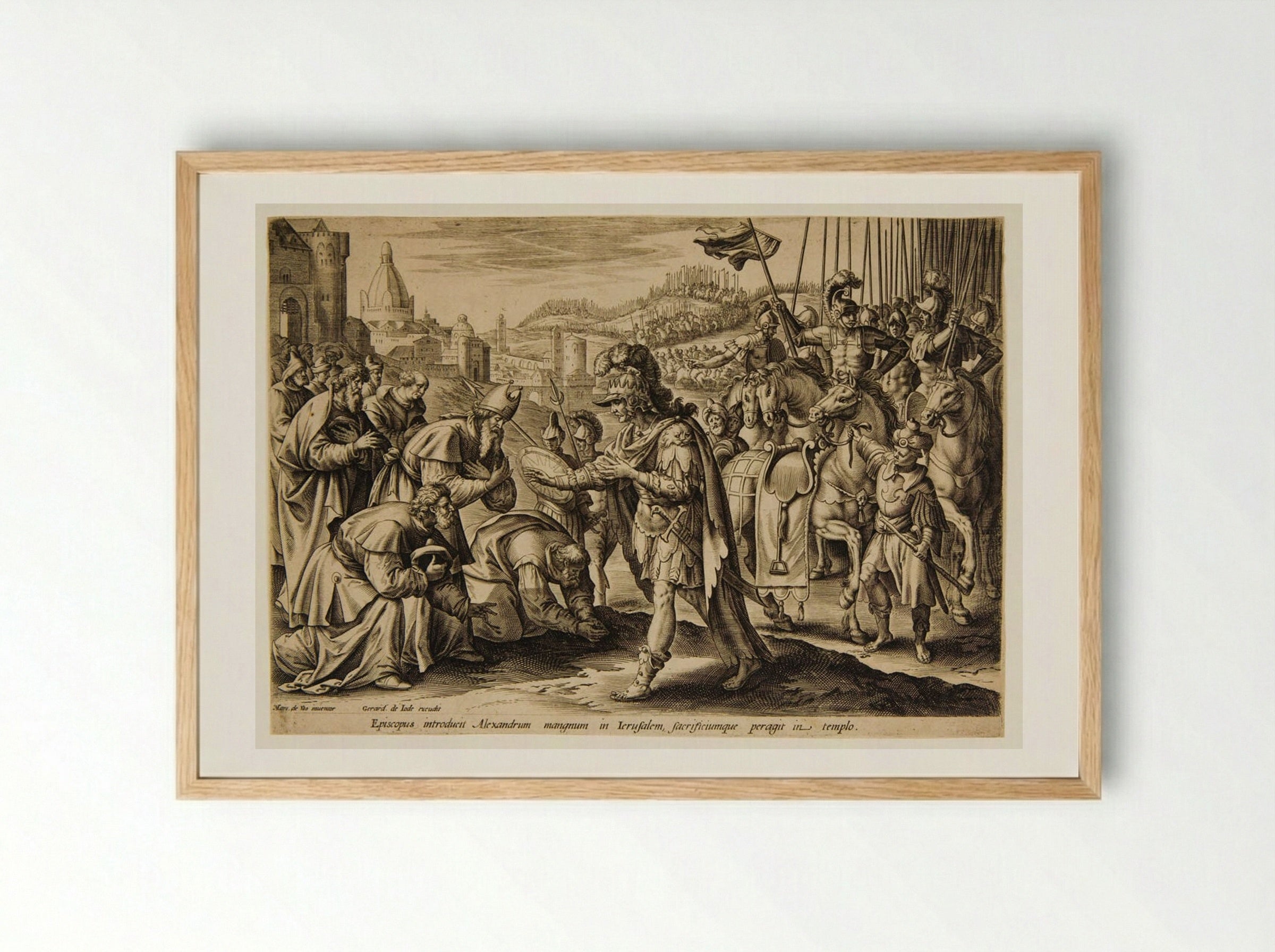 Alexander the Great in Jerusalem - Gerard de Jode - Framed Print Wood