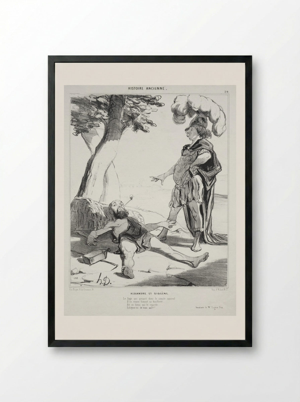 Alexandre et Diogène - Honoré Daumier - Framed Print Black