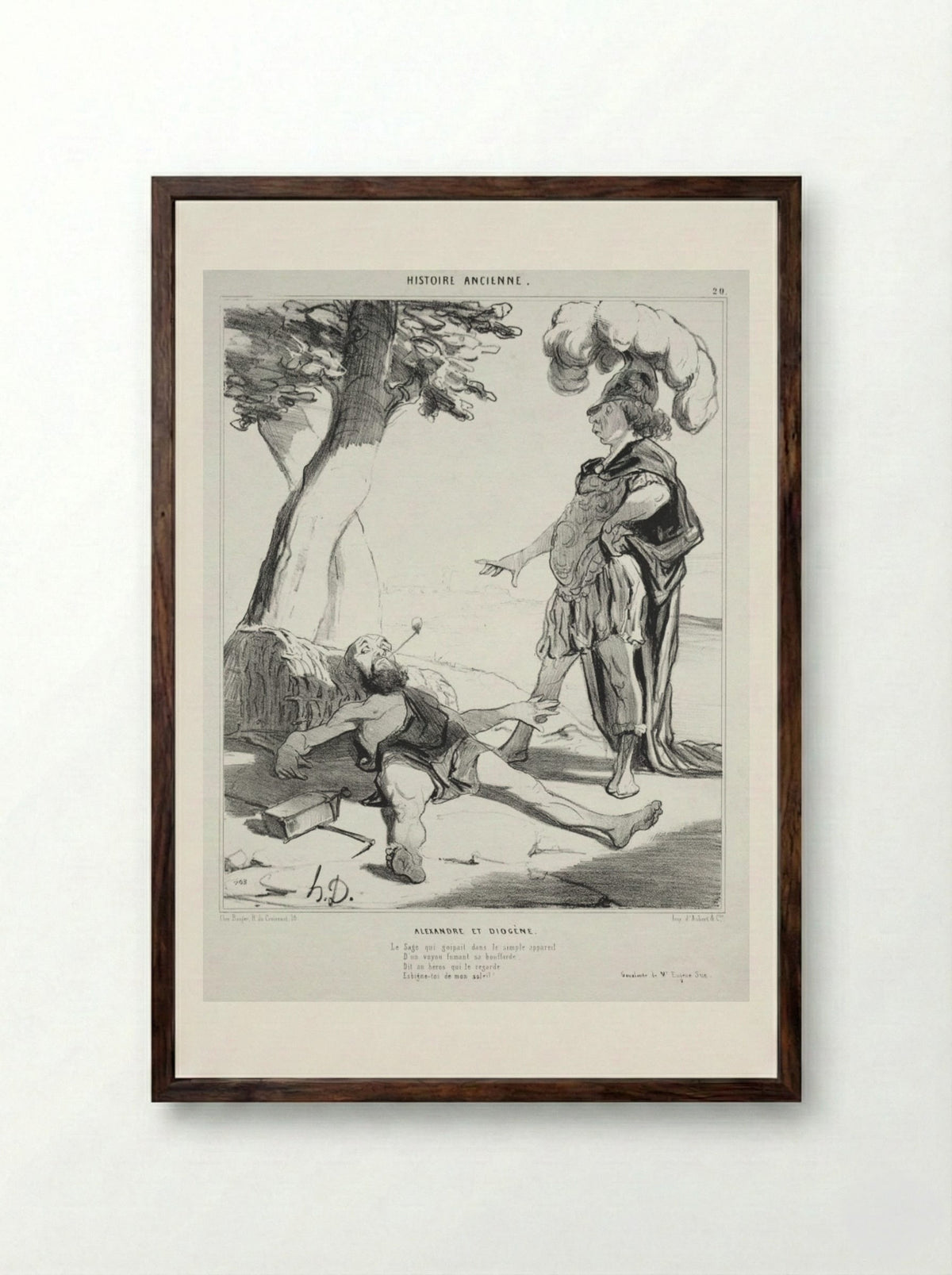 Alexandre et Diogène - Honoré Daumier - Framed Print Dark Wood