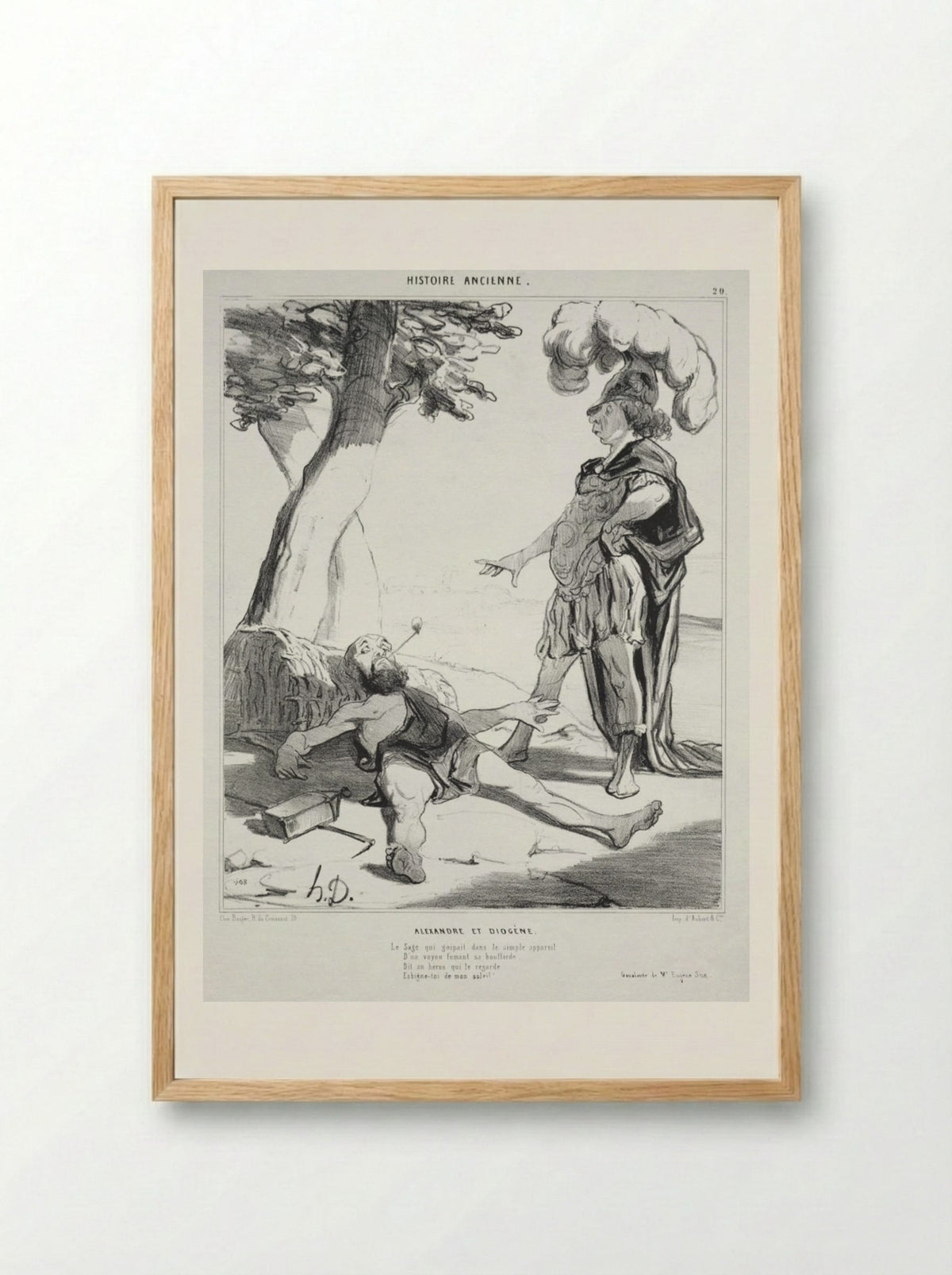 Alexandre et Diogène - Honoré Daumier - Framed Print Wood