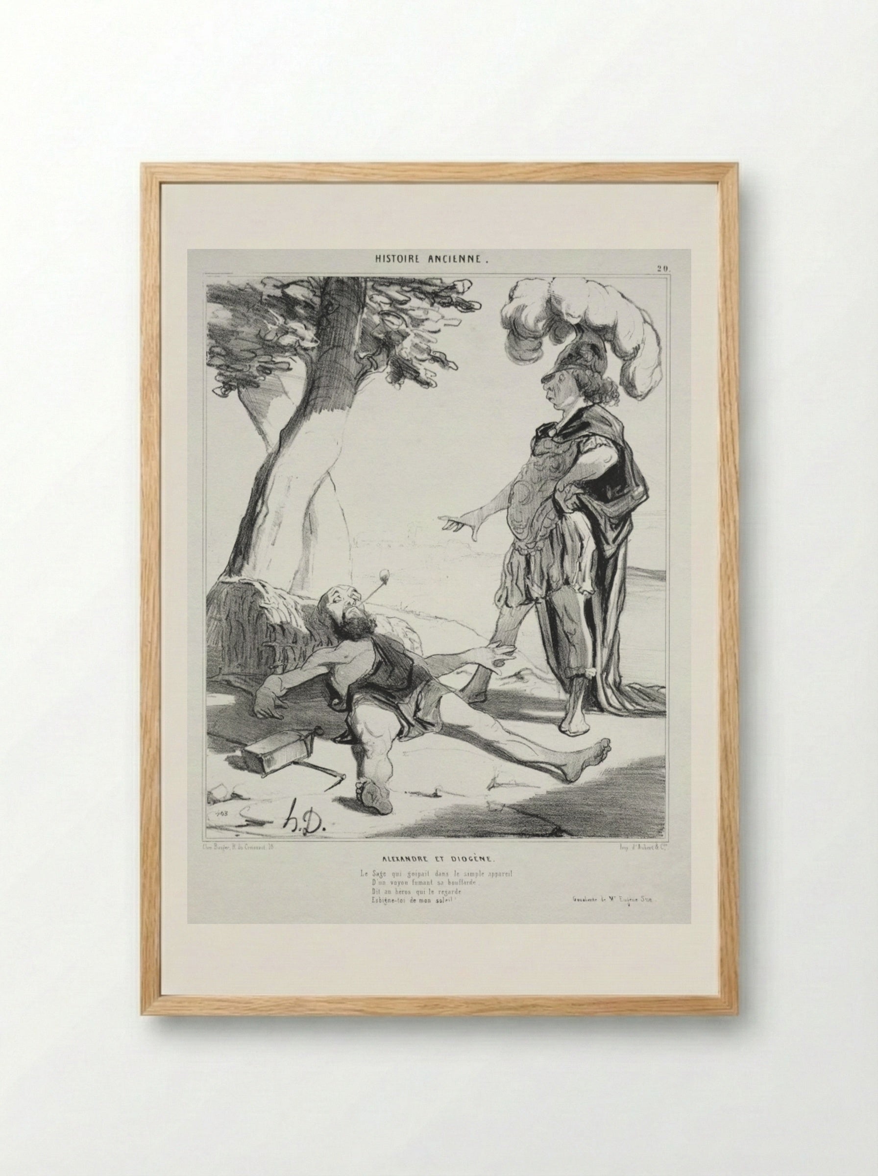 Alexandre et Diogène - Honoré Daumier - Framed Print Wood