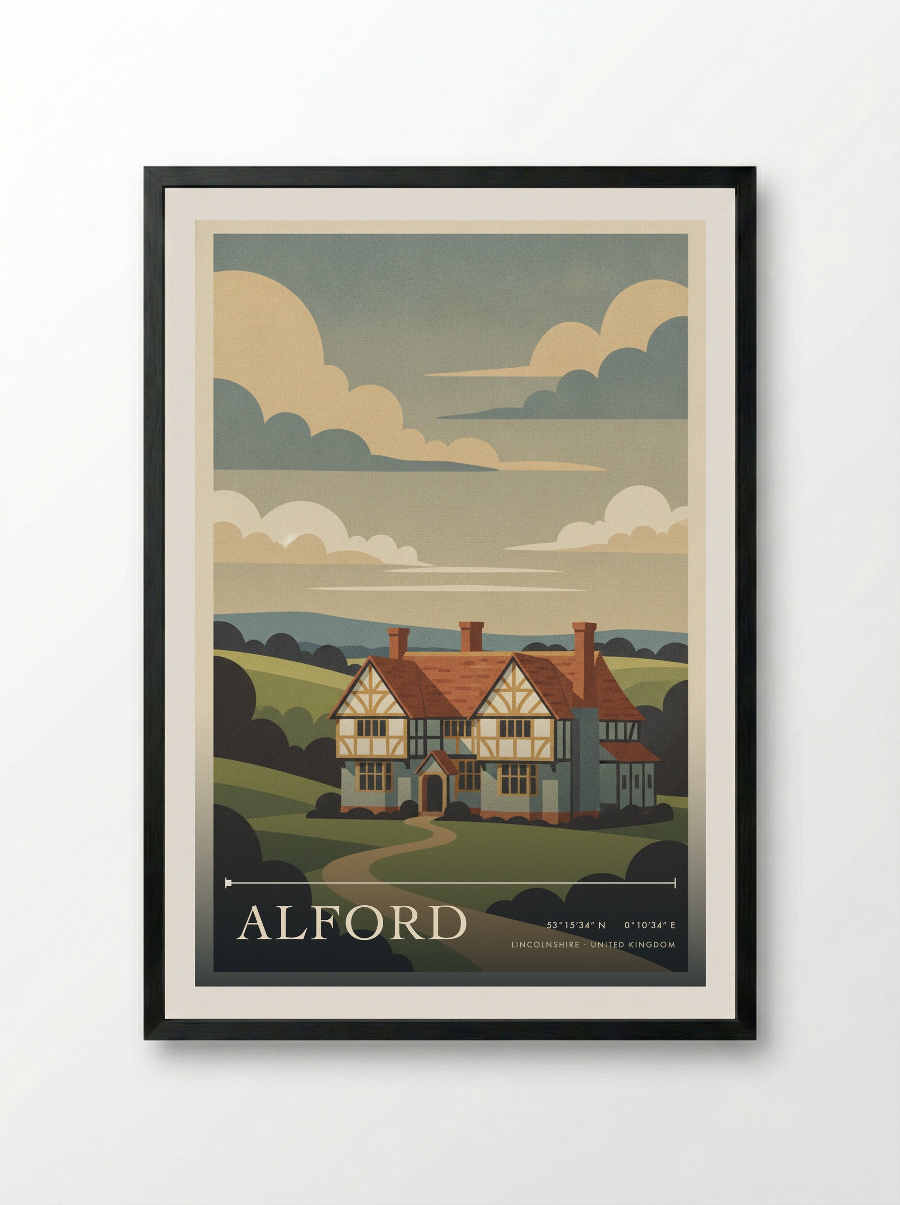 Alford Lincolnshire United Kingdom Travel Poster - Framed Print Black