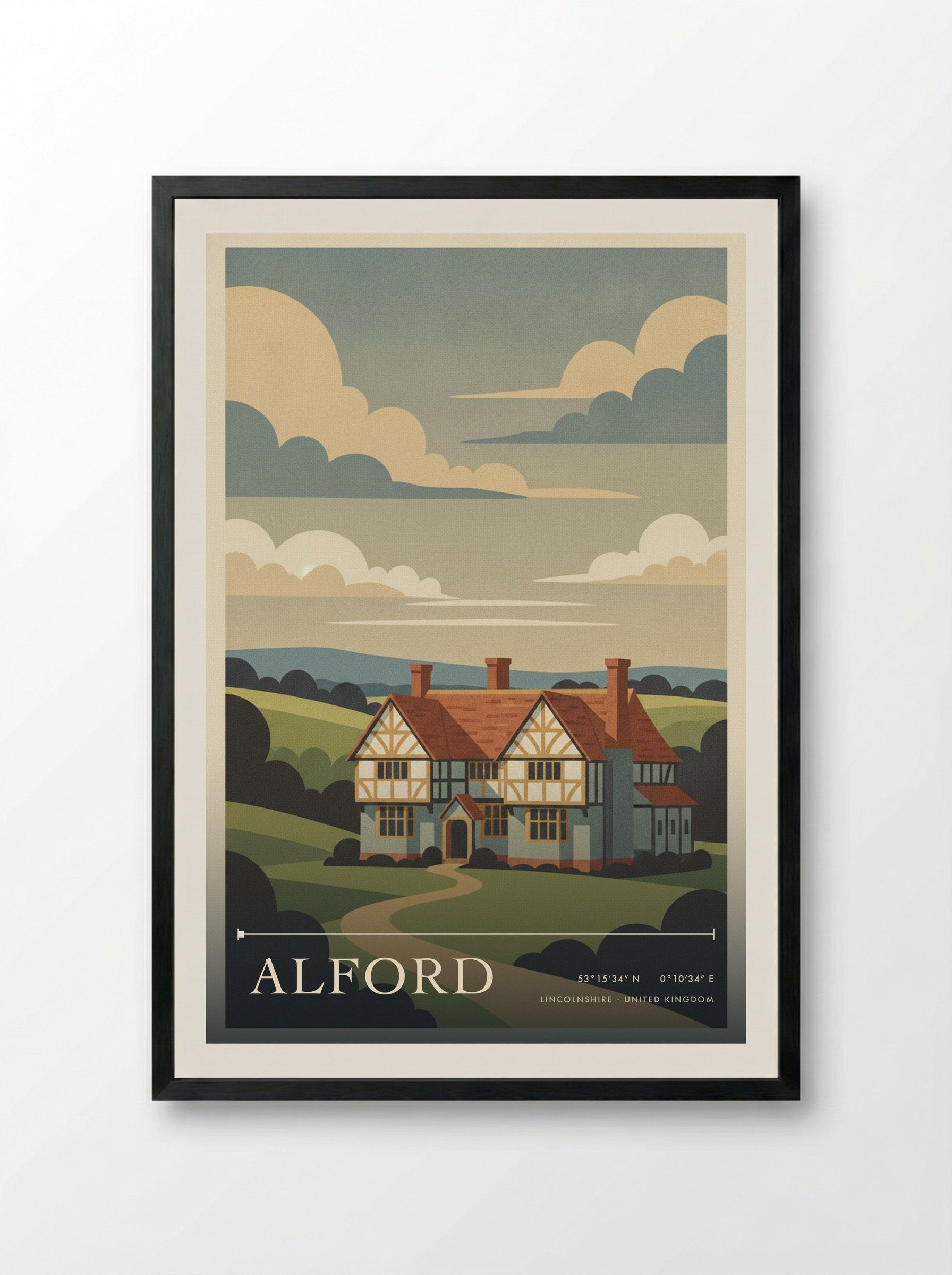 Alford Lincolnshire United Kingdom Travel Poster - Framed Print Black