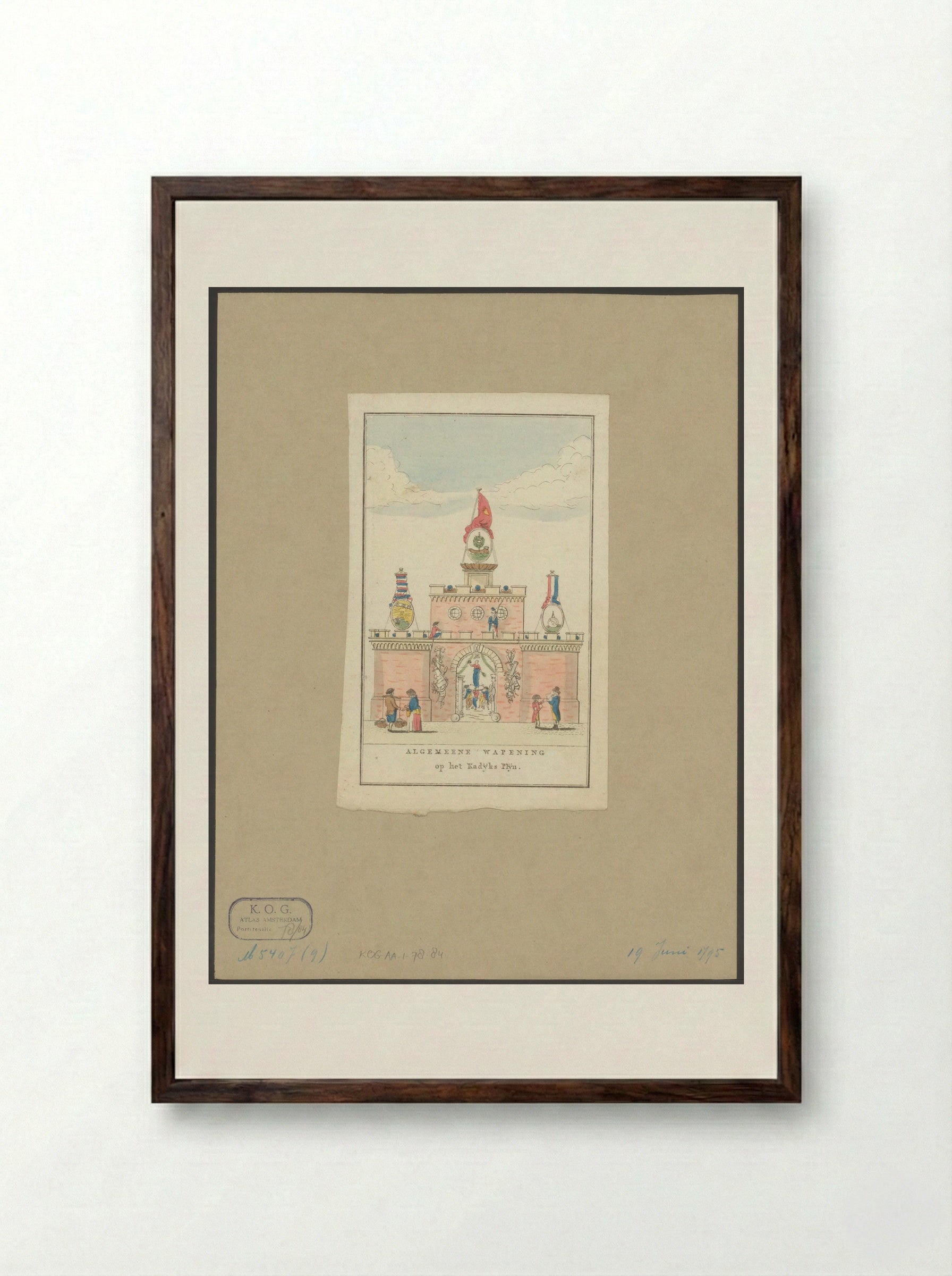 Algemene Wapening, decoratie op het Kadijksplein te Amsterdam - Noach van der Meer (II) - Framed Print Dark Wood