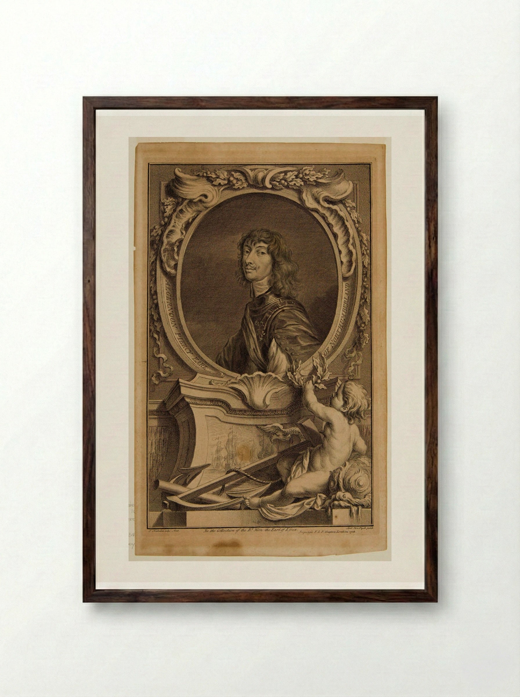 Algernon Percy, Earl of Northumberland - Jacobus Houbraken - Framed Print Dark Wood