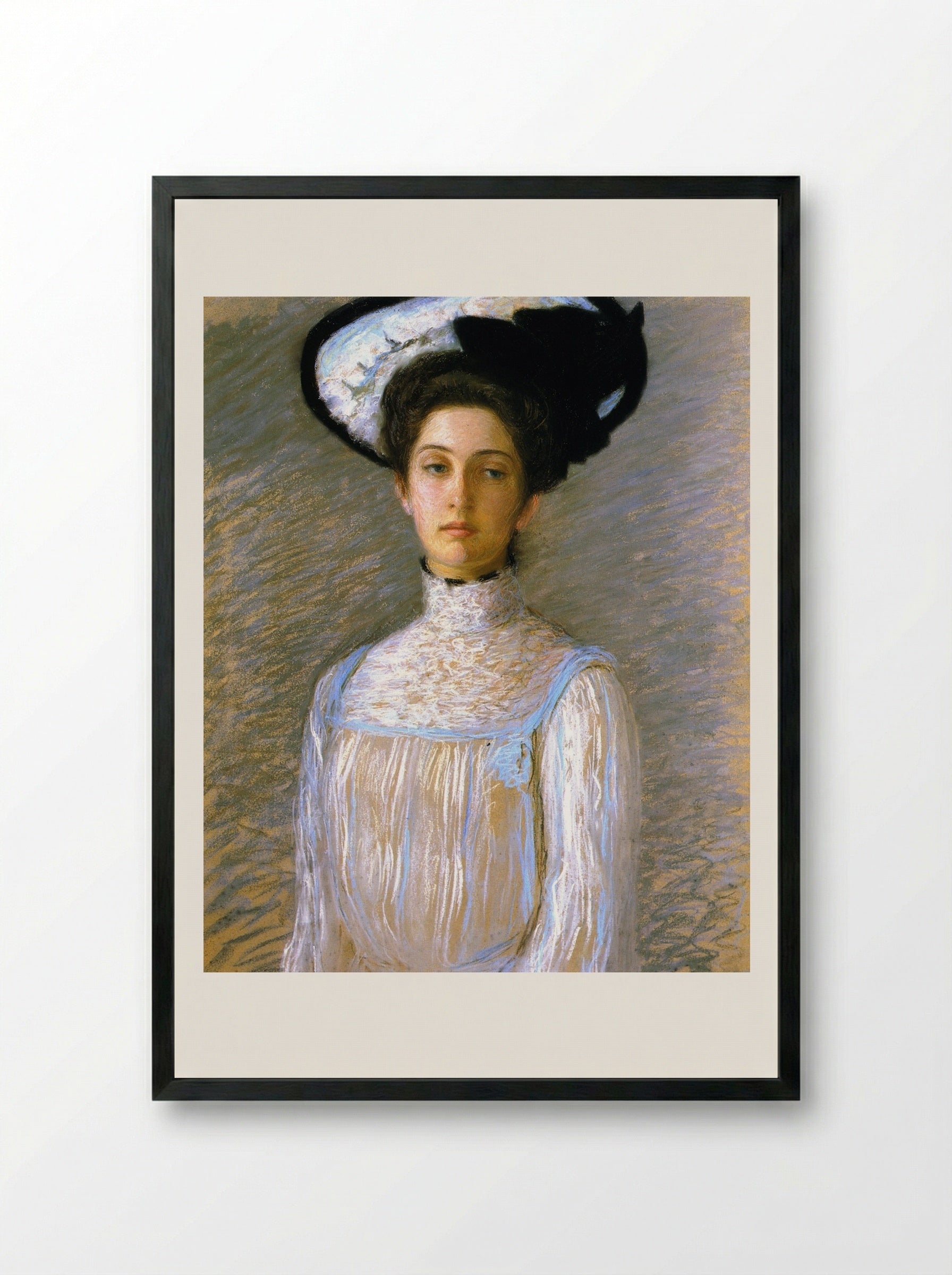 Alice in a White Hat - Lilla Cabot Perry - Framed Print Black