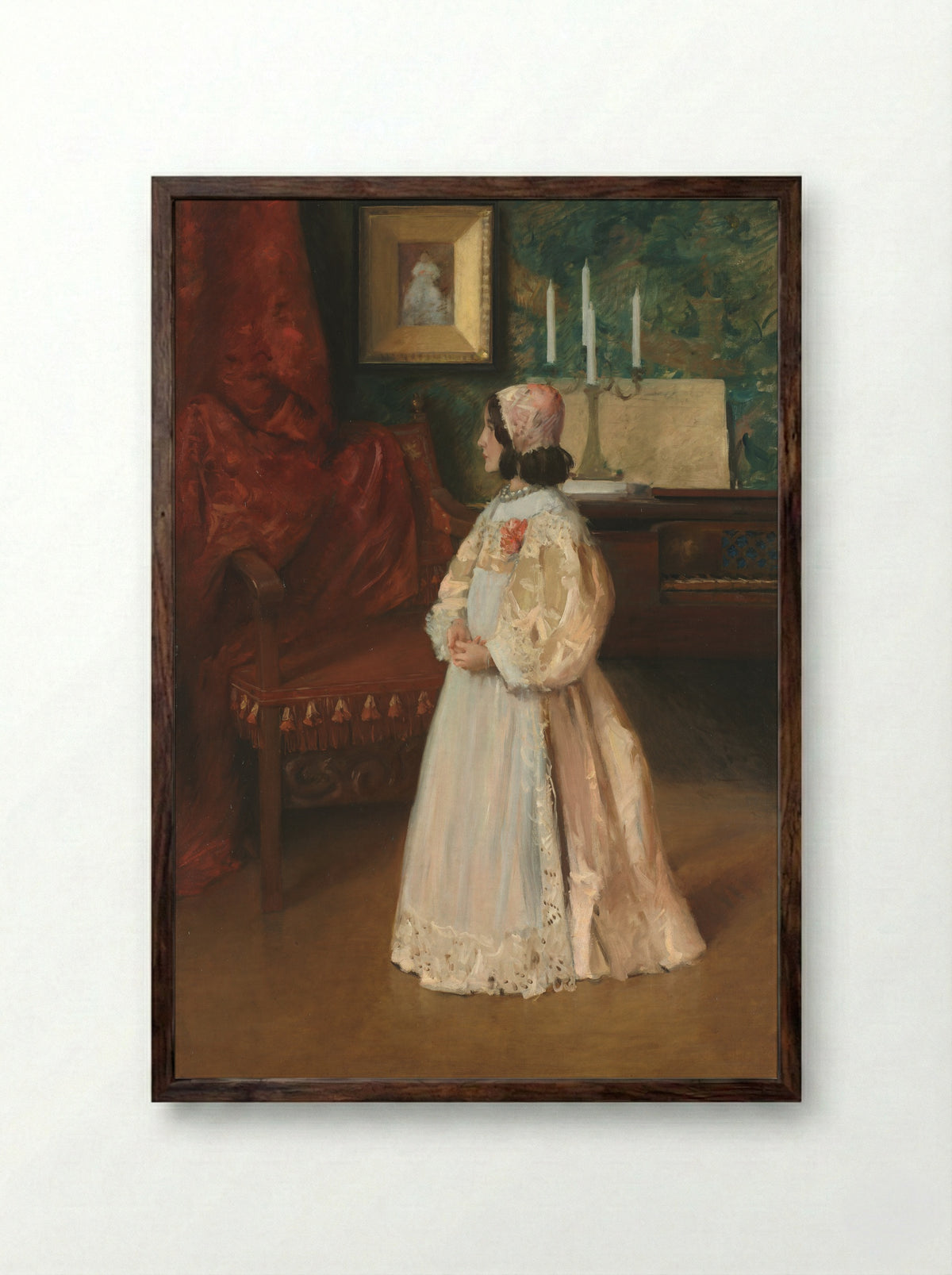 Alice - William Merritt Chase - Framed Print Dark Wood