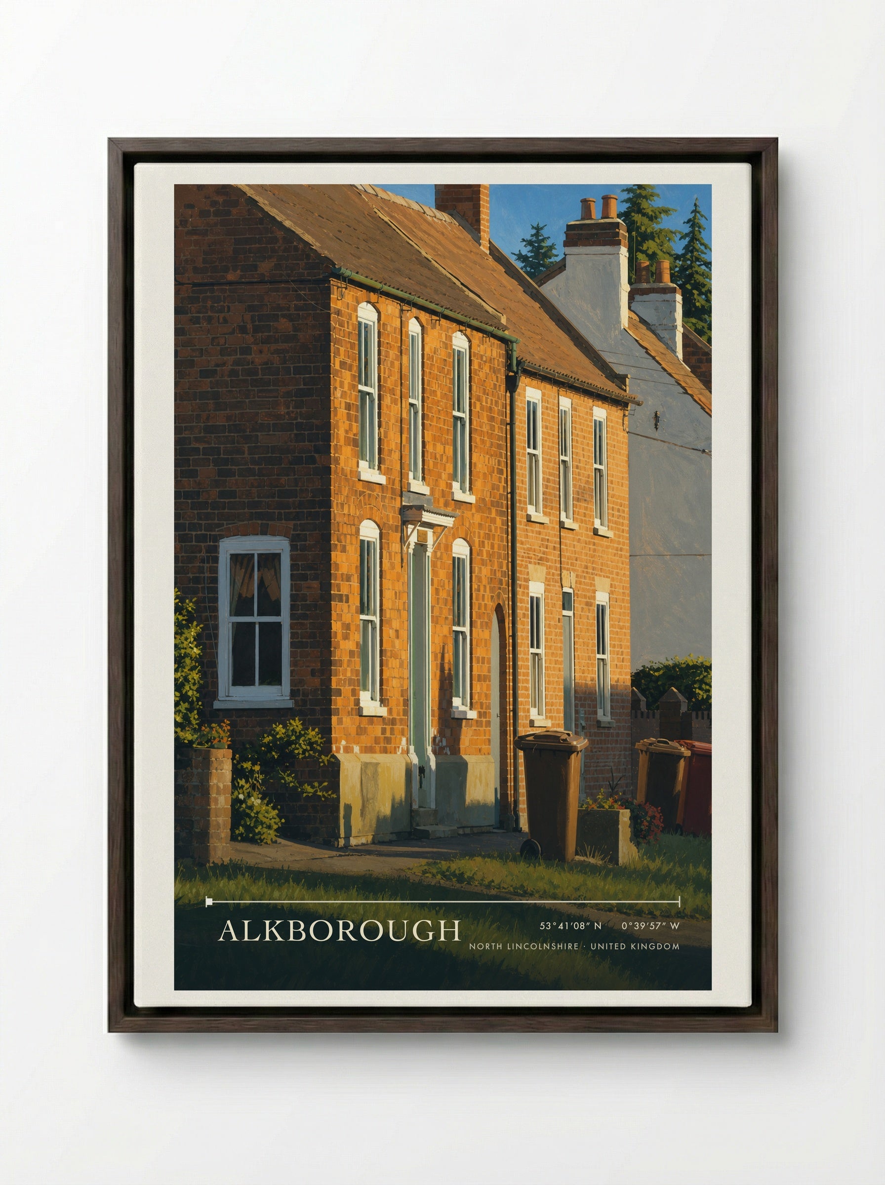 Alkborough North Lincolnshire United Kingdom Travel Poster - Framed Canvas Dark Wood