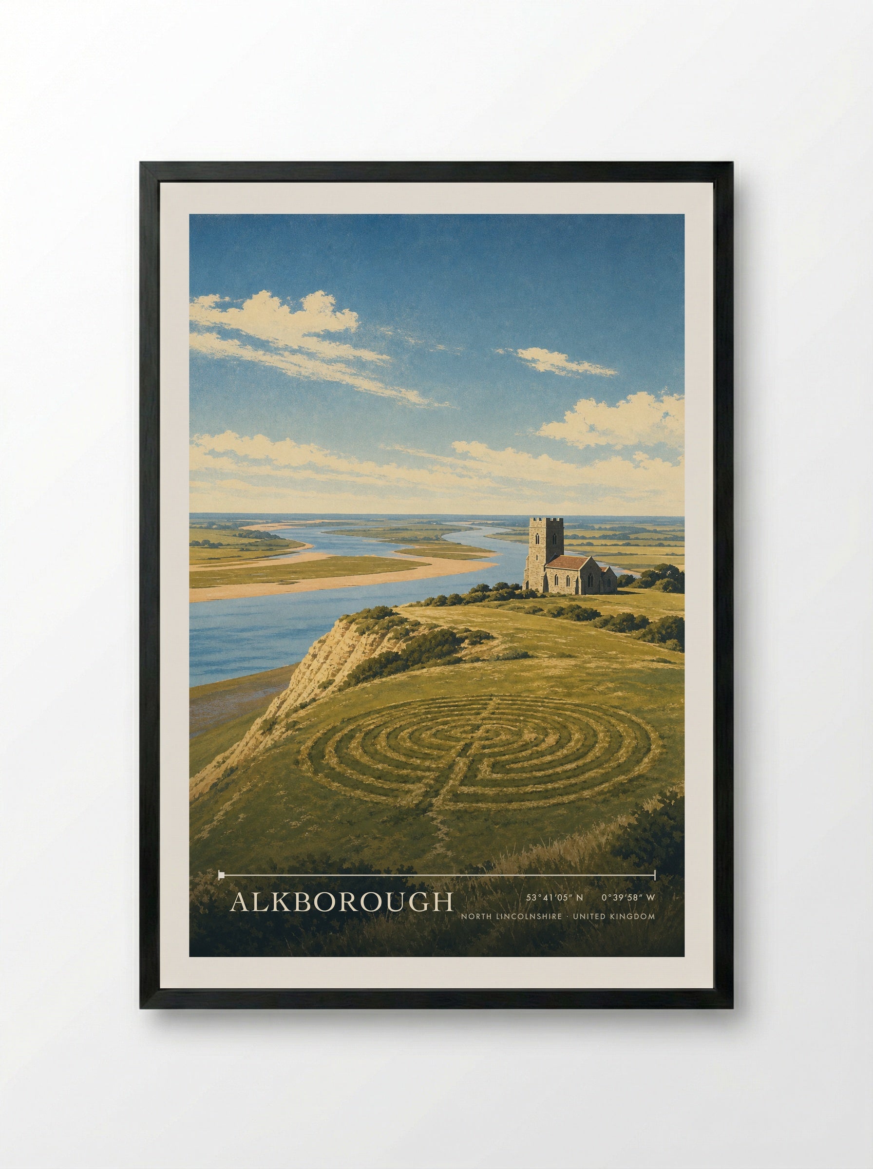 Alkborough North Lincolnshire United Kingdom Travel Poster - Framed Print Black