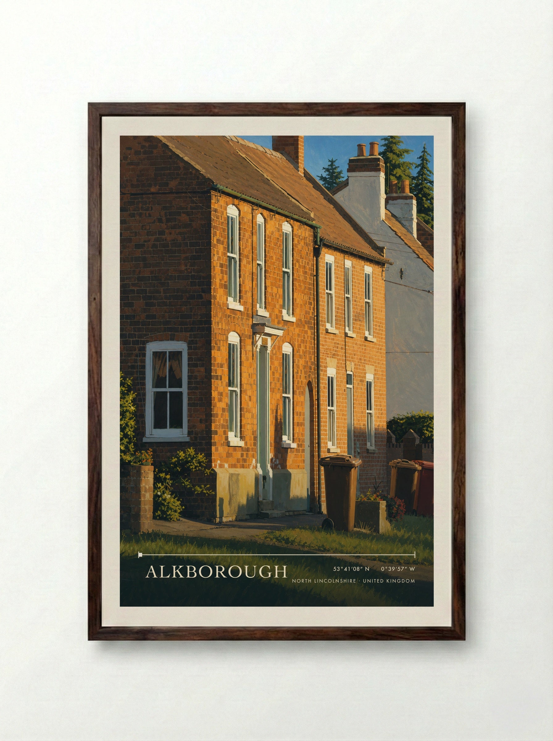 Alkborough North Lincolnshire United Kingdom Travel Poster - Framed Print Dark Wood