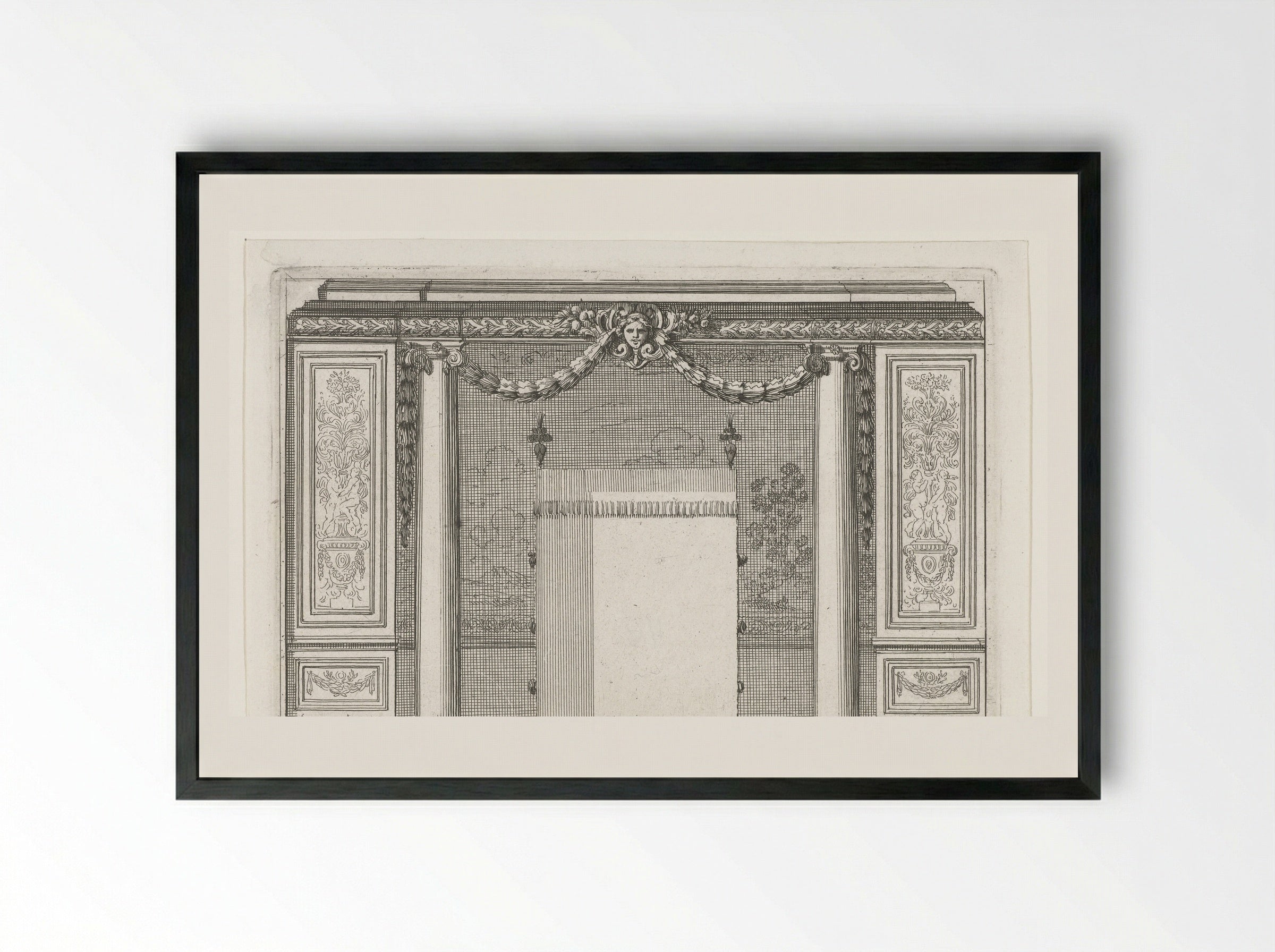Alkoof afgesloten door twee Ionische zuilen - Jean Lepautre - Framed Print Black