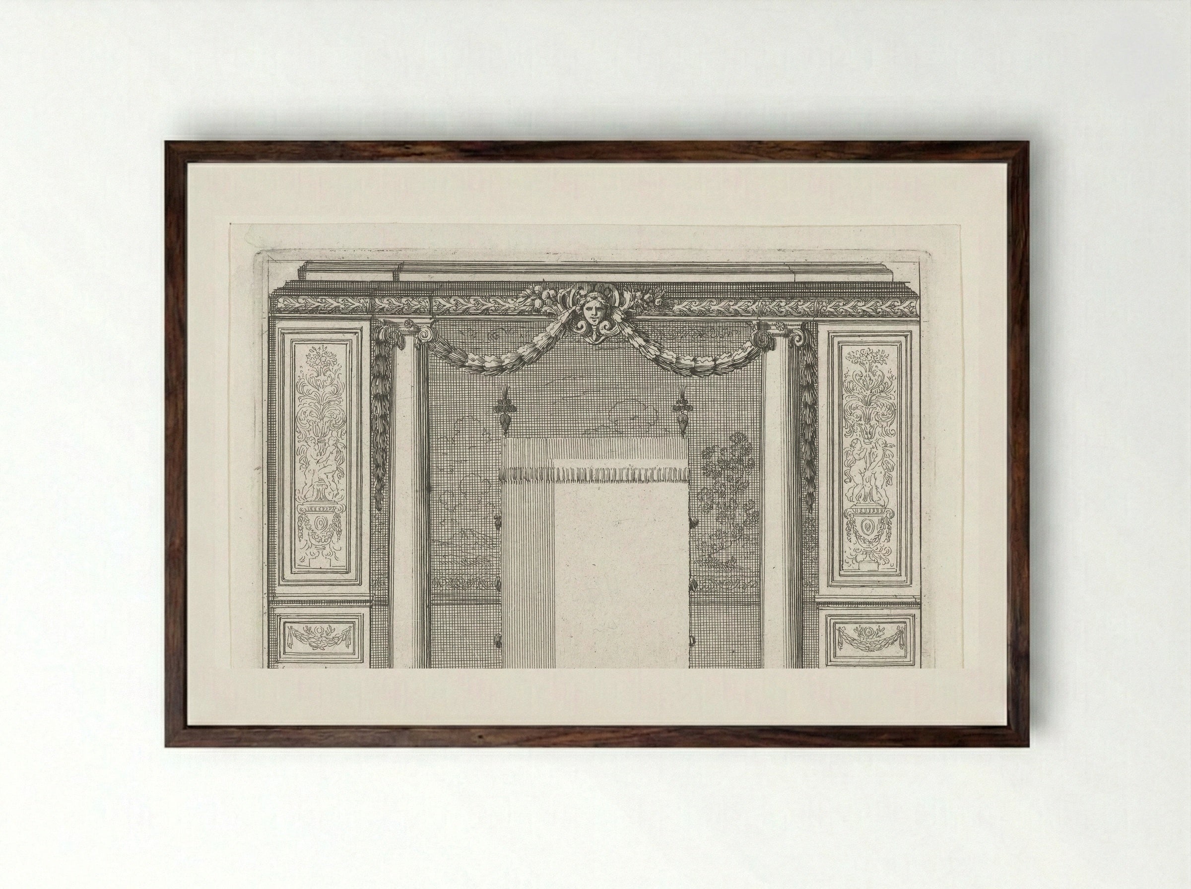 Alkoof afgesloten door twee Ionische zuilen - Jean Lepautre - Framed Print Dark Wood