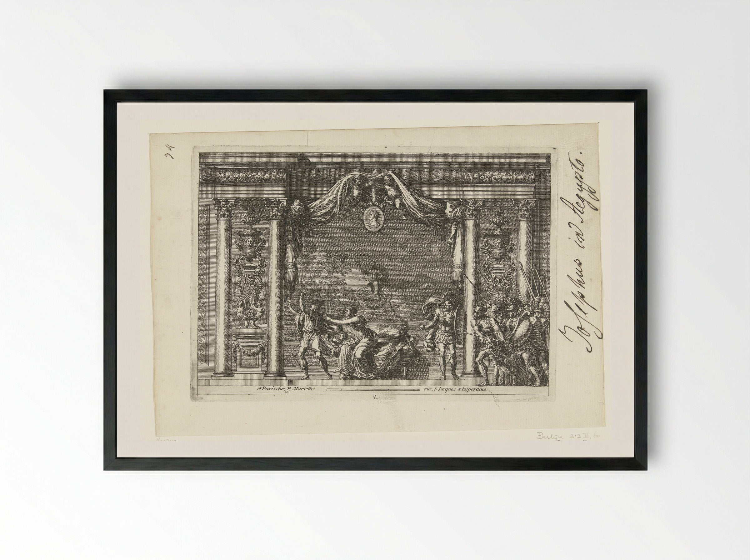 Alkoof met Jozef en de vrouw van Potifar - Jean Lepautre - Framed Print Black