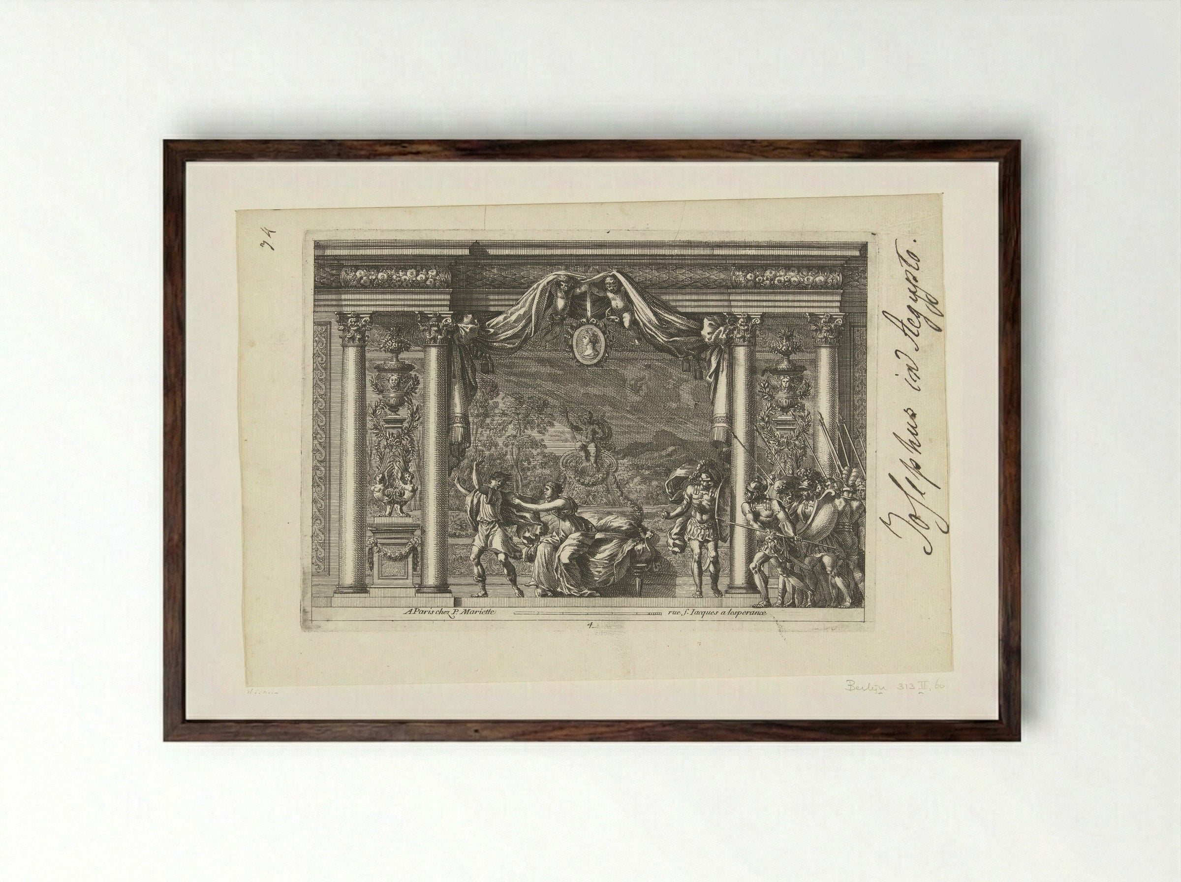 Alkoof met Jozef en de vrouw van Potifar - Jean Lepautre - Framed Print Dark Wood