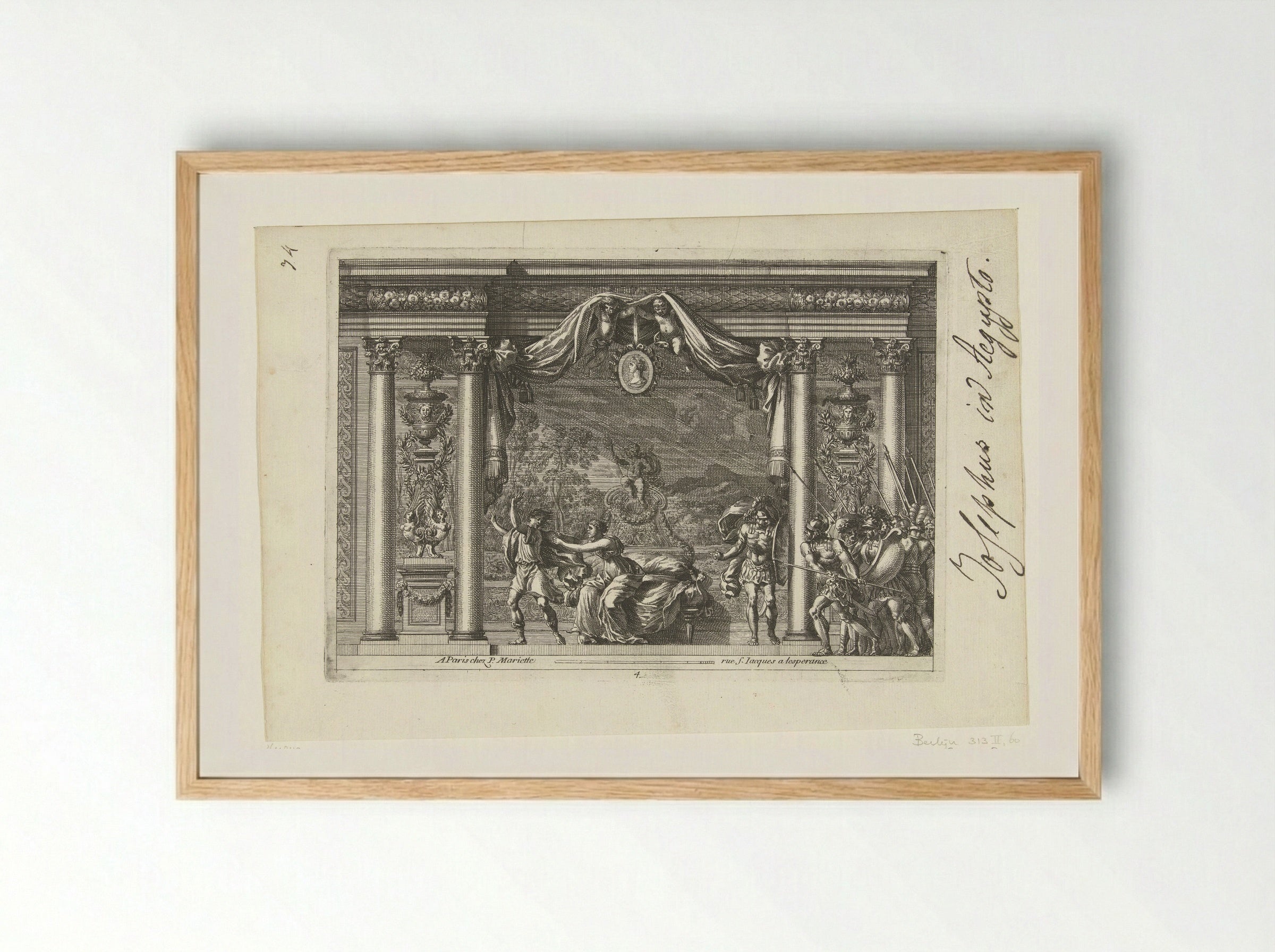 Alkoof met Jozef en de vrouw van Potifar - Jean Lepautre - Framed Print Wood