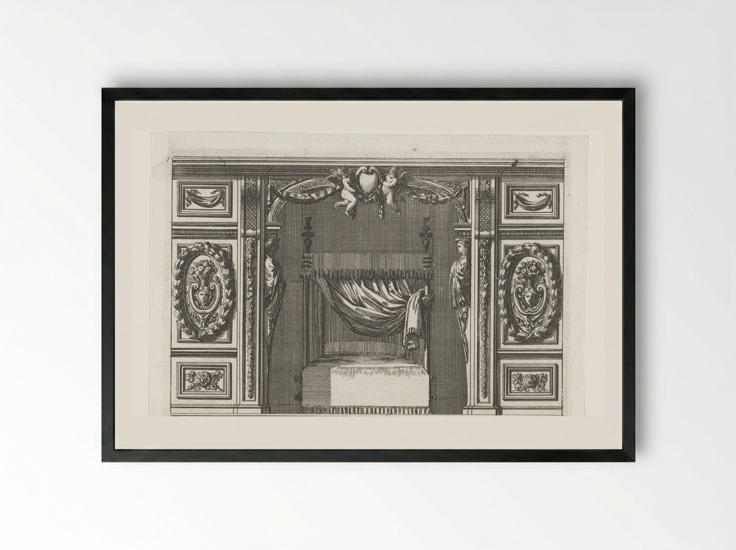 Alkoof met houten lambrisering aan weerszijden - Jean Lepautre - Framed Print Black