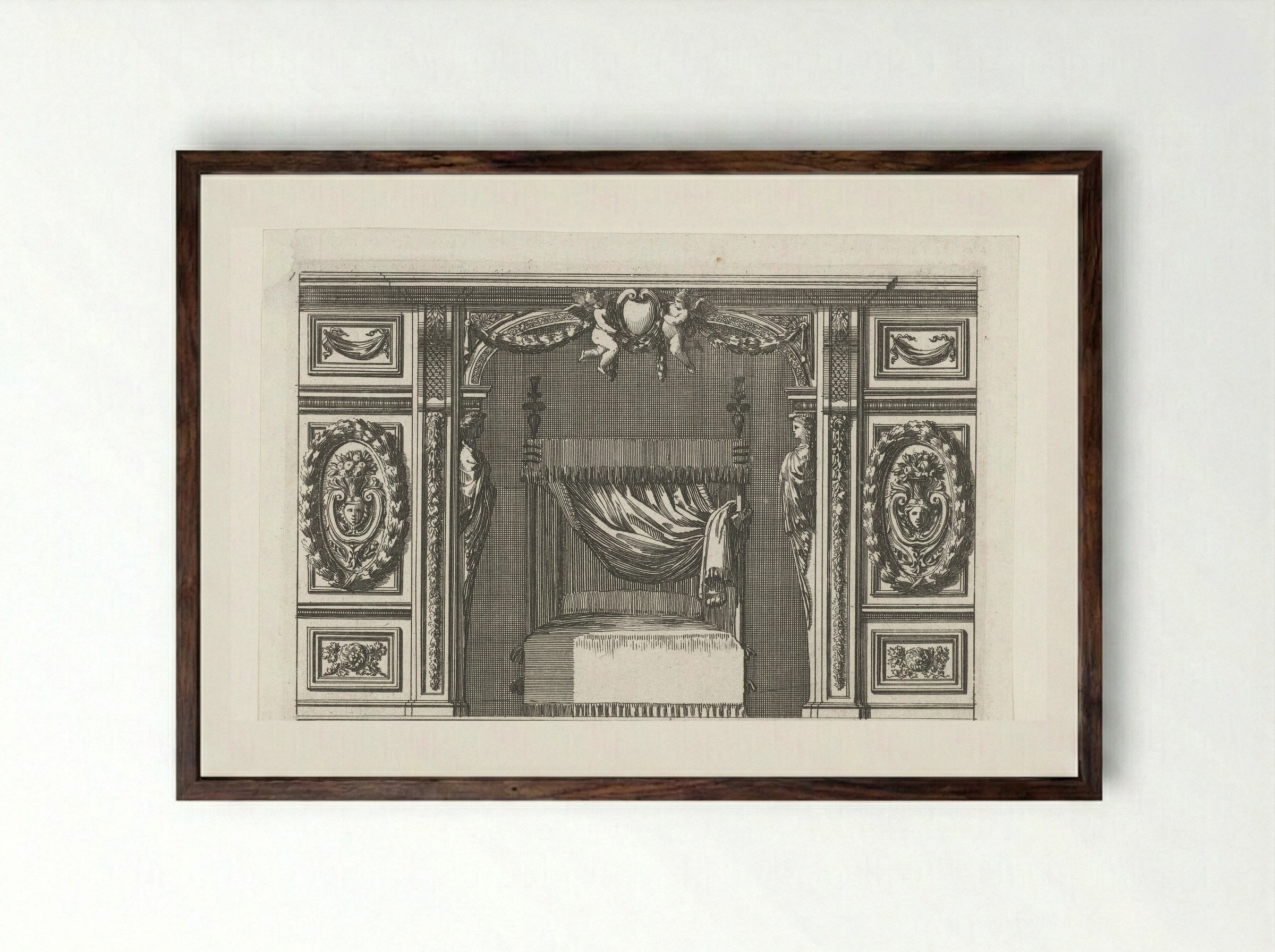 Alkoof met houten lambrisering aan weerszijden - Jean Lepautre - Framed Print Dark Wood