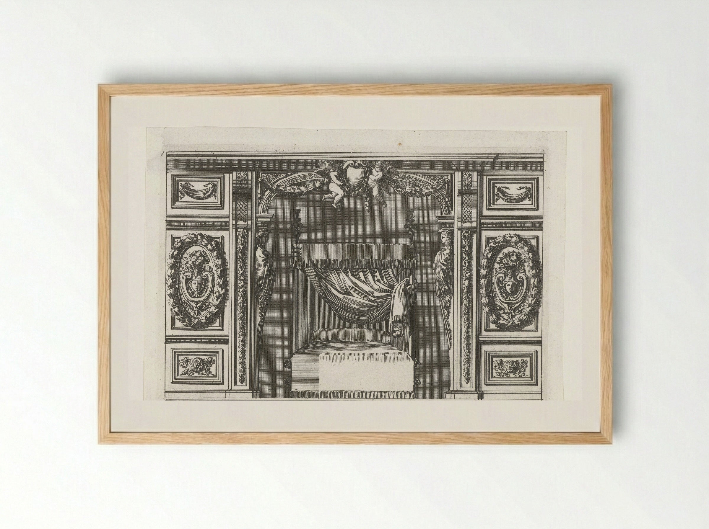 Alkoof met houten lambrisering aan weerszijden - Jean Lepautre - Framed Print Wood