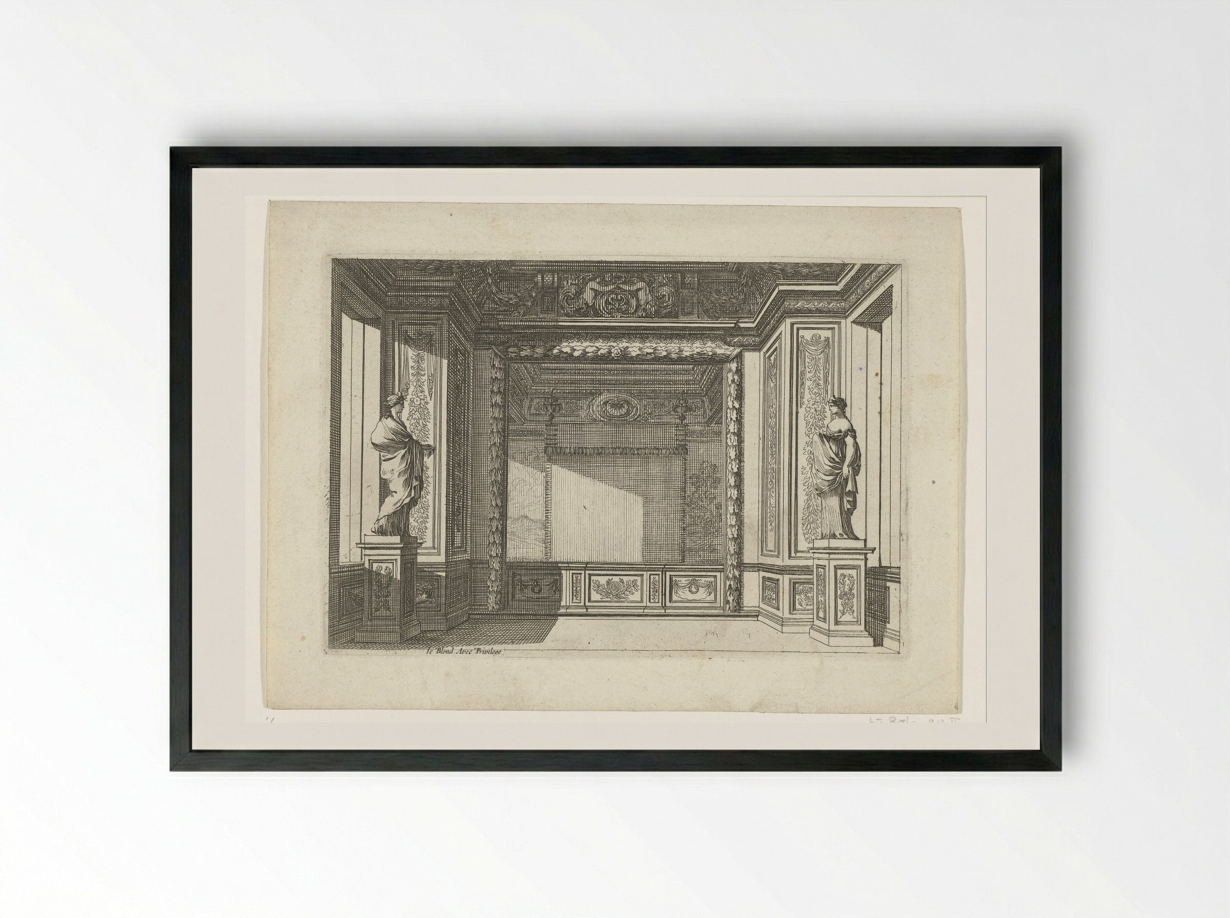 Alkoof vanuit kamer gezien - Jean Lepautre - Framed Print Black