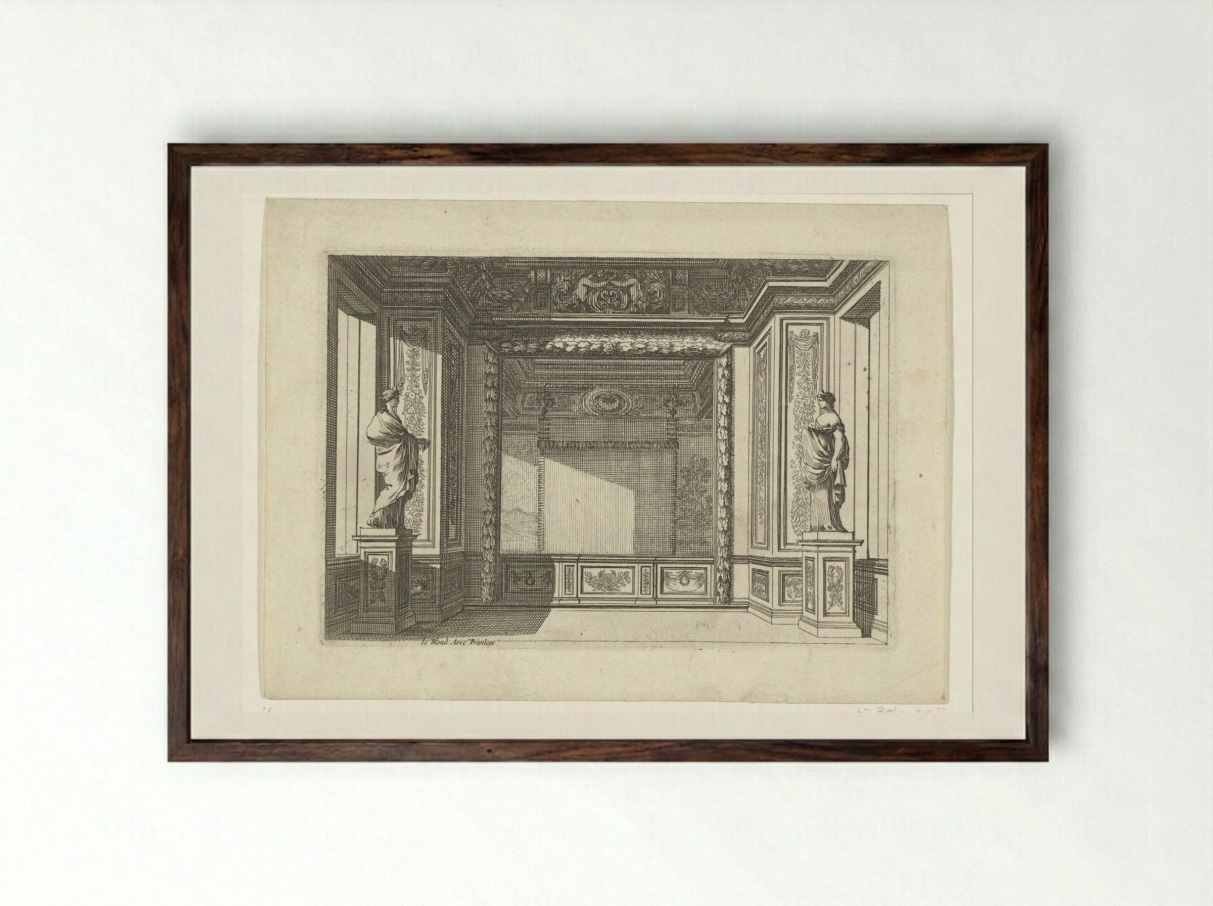 Alkoof vanuit kamer gezien - Jean Lepautre - Framed Print Dark Wood