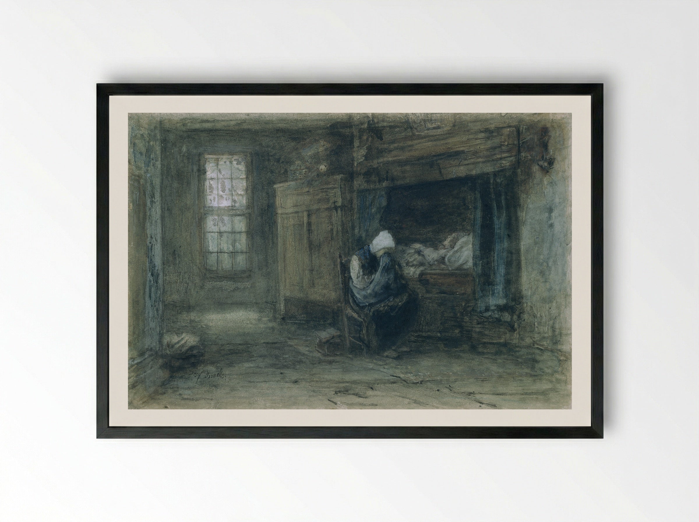 Alleen op de wereld - Jozef Israëls - Framed Print Black