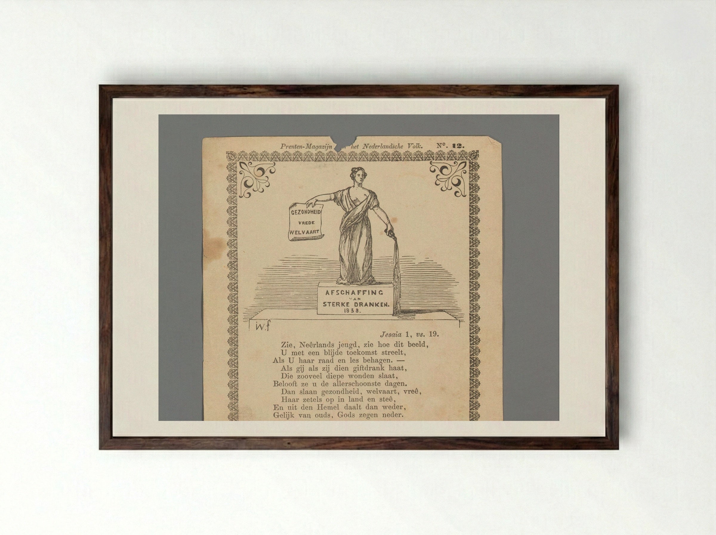 Allegorical Figure Pouring Out Alcohol - Isaac Weissenbruch - Framed Print Dark Wood