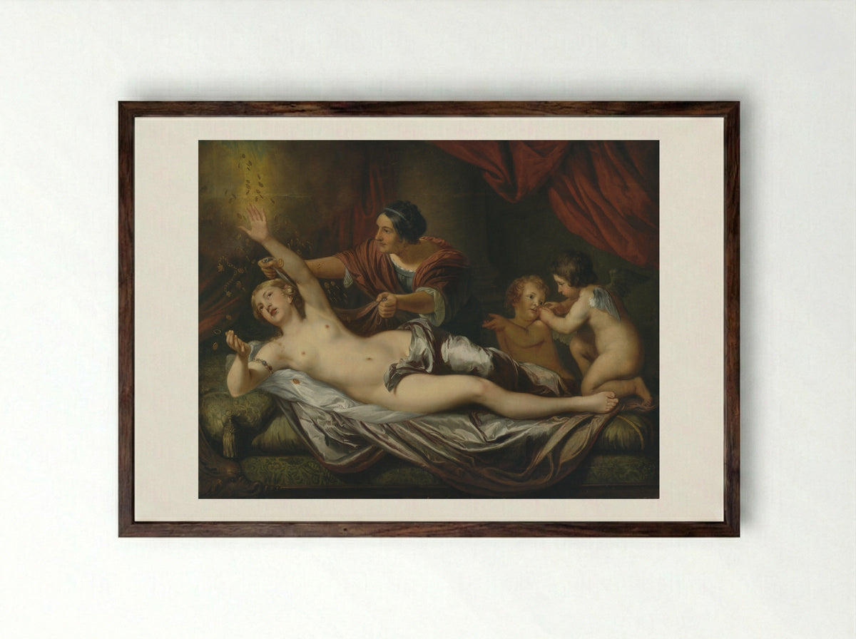 Allegorical Portrait Group of the Children of Diederic Pietersz van Leyden and Alida Paets - Daniël Mijtens II - Framed Print Dark Wood