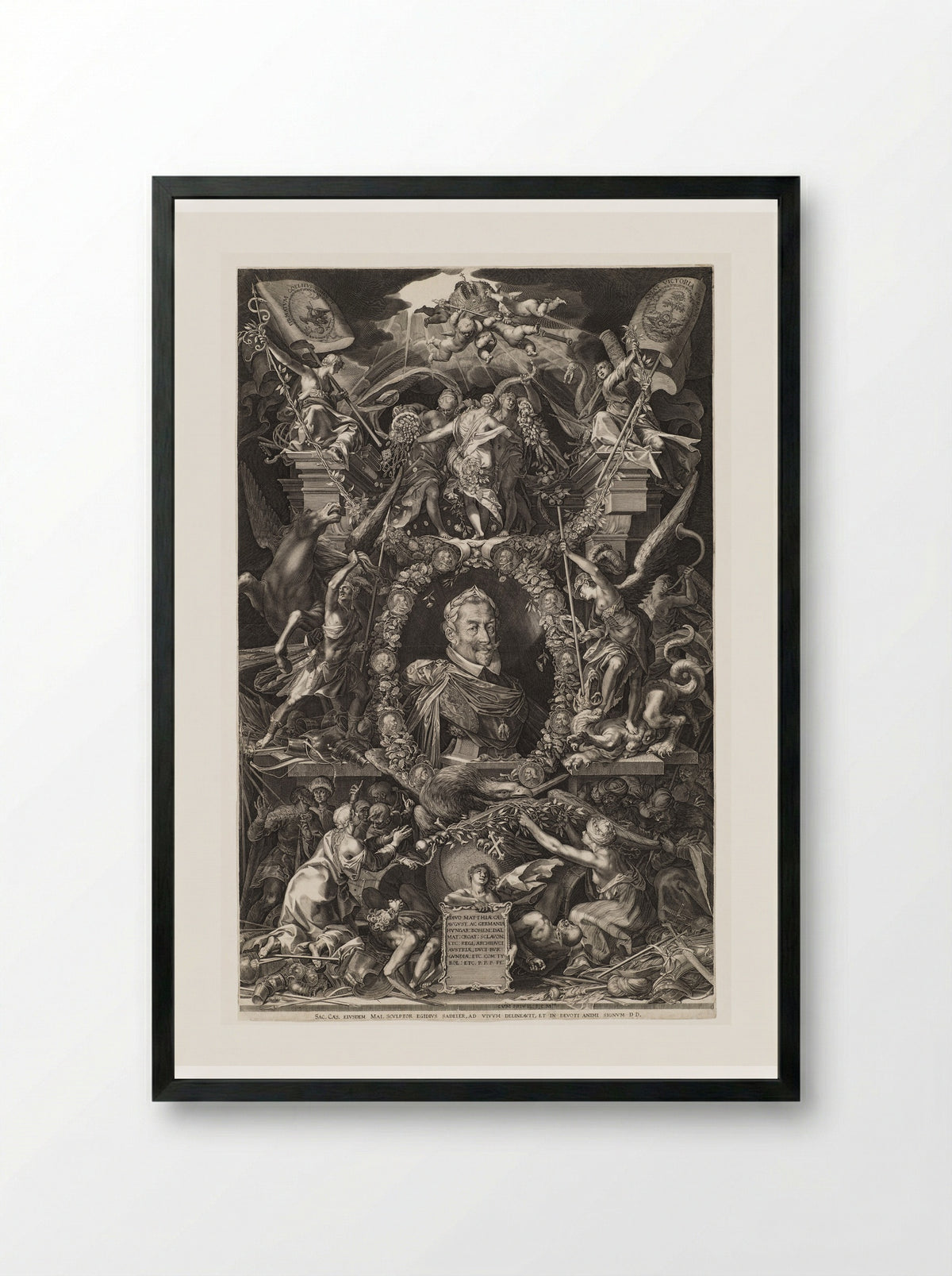 Allegorical Portrait of the Hapsburg Emperor Matthias - Aegidius Sadeler II - Framed Print Black