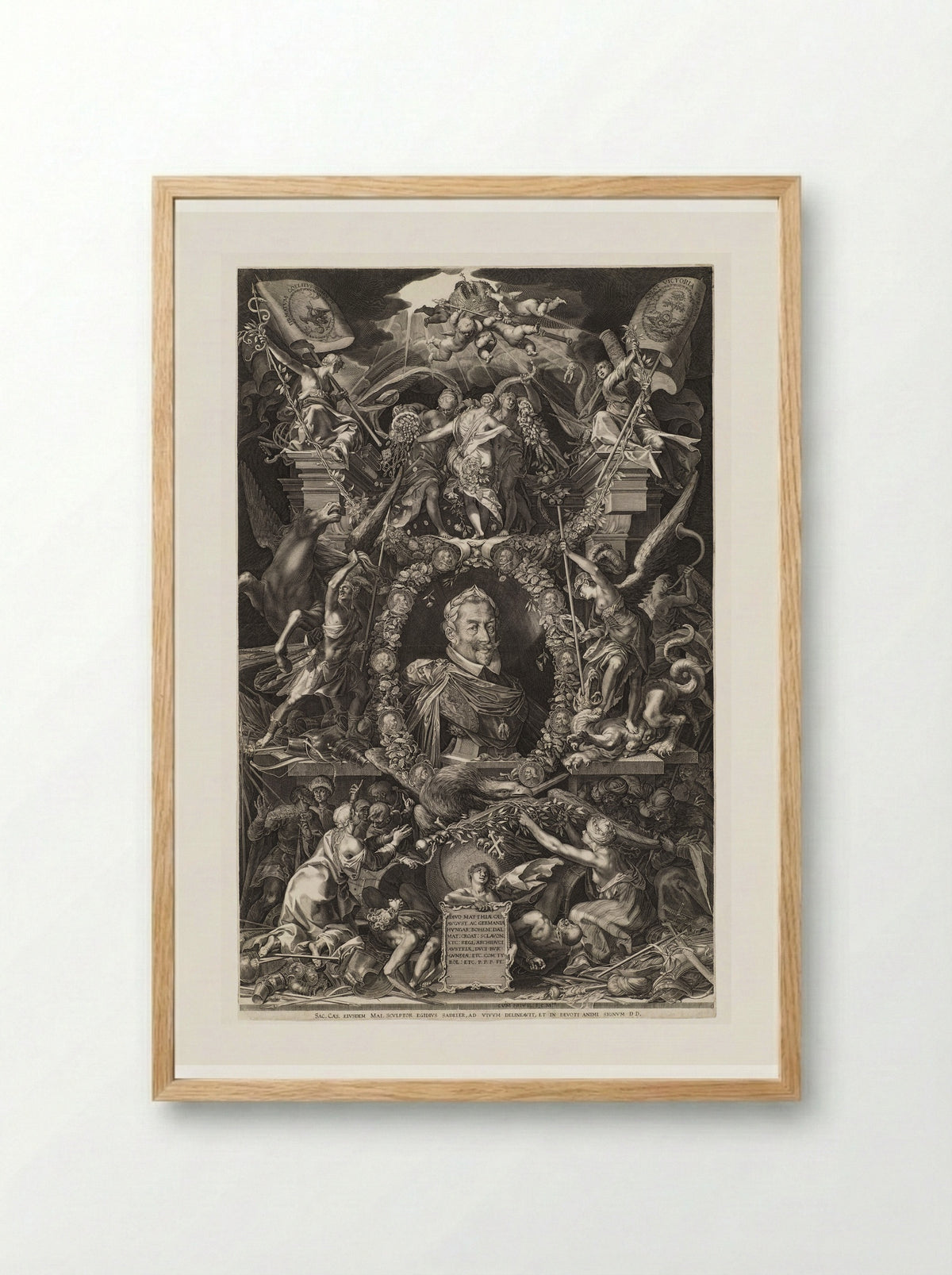 Allegorical Portrait of the Hapsburg Emperor Matthias - Aegidius Sadeler II - Framed Print Wood