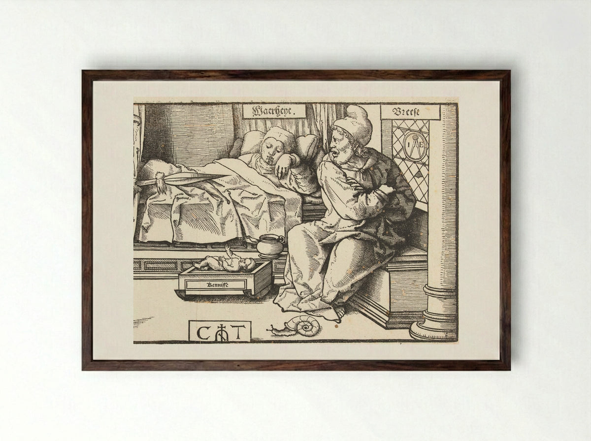 Allegorie met Waarheid, Kennis, Haat en Vrees - Jan Ewoutsz. - Framed Print Dark Wood