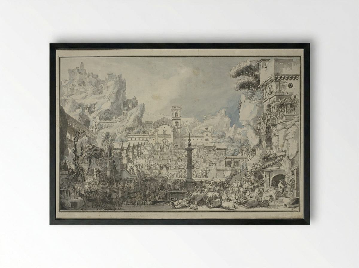 Allegorie op de Katholieke Kerk: de volle aflaat - Louis Jean Desprez - Framed Print Black