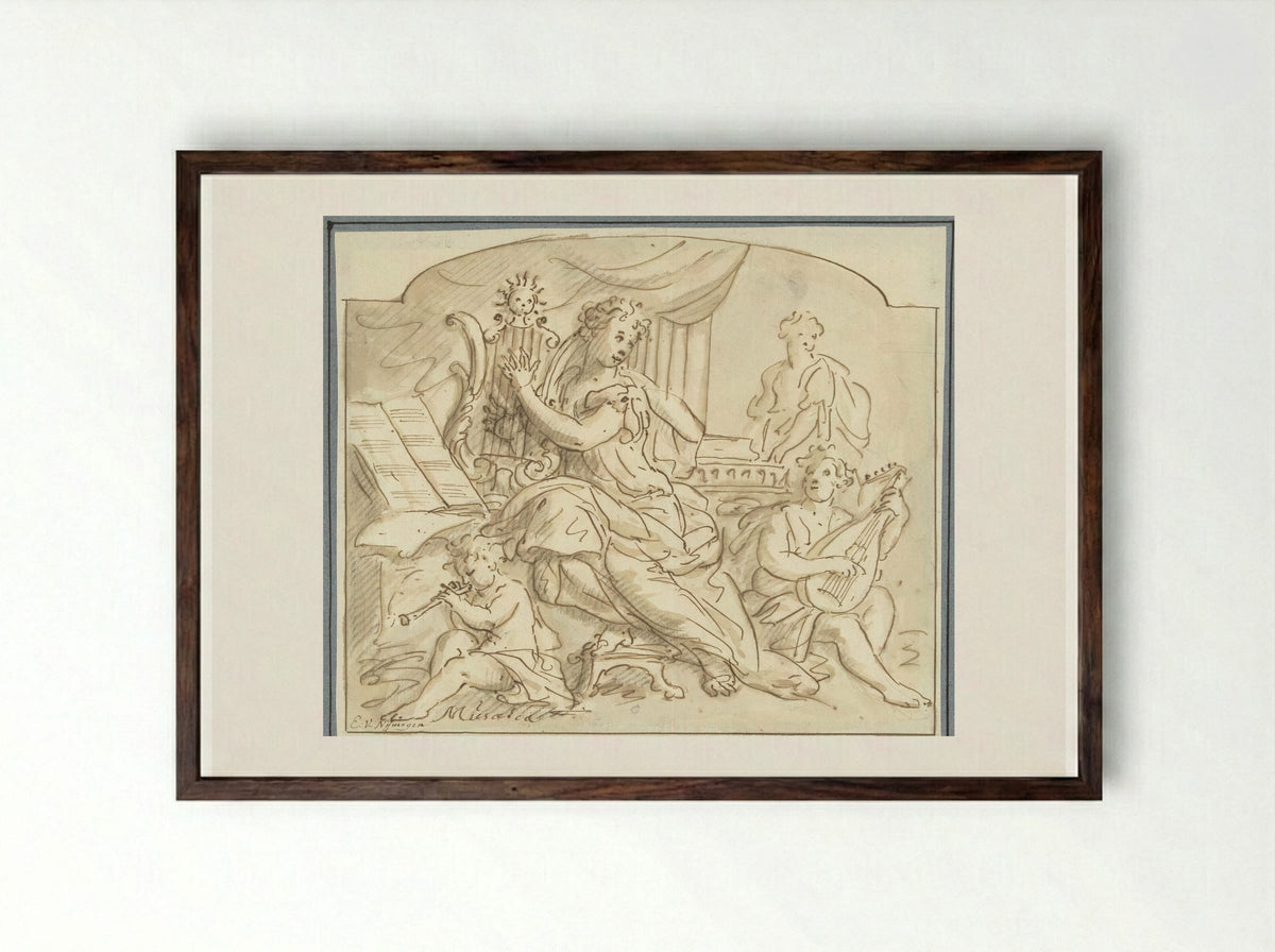 Allegorie op de Muziek - Elias van Nijmegen - Framed Print Dark Wood