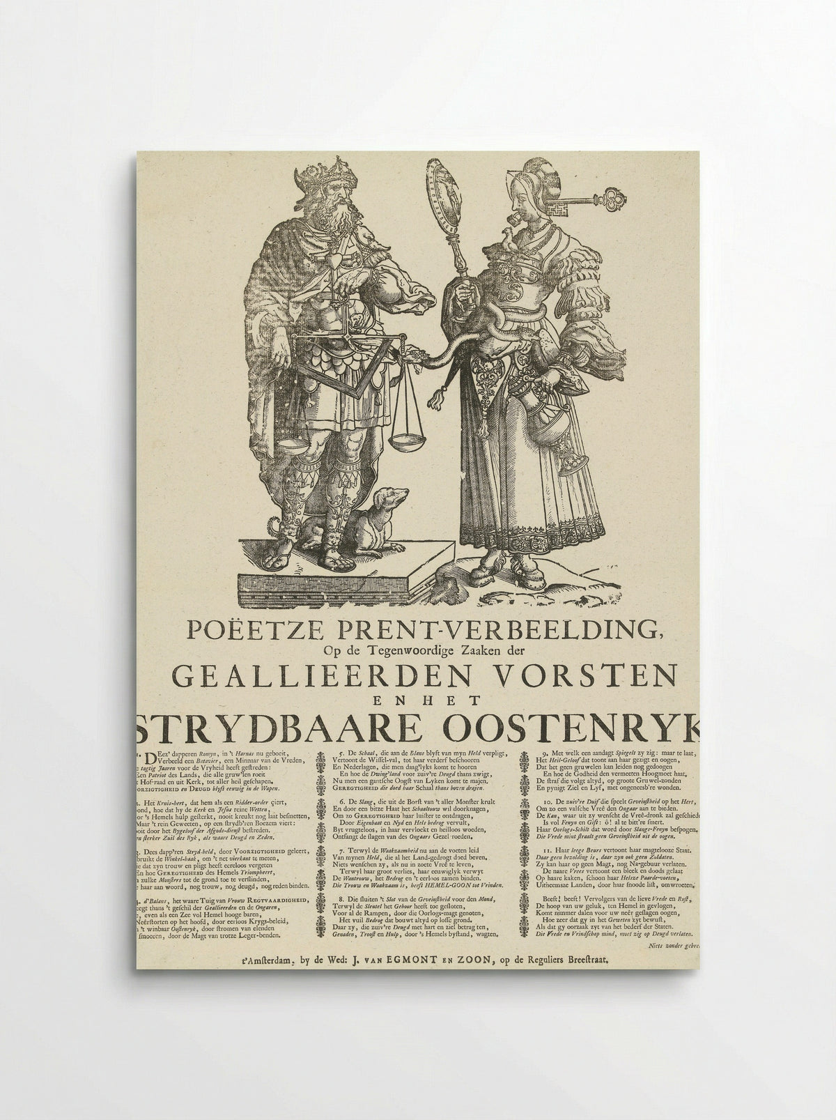 Allegorie op de Oostenrijkse successieoorlog - Jan Ewoutsz. - Poster