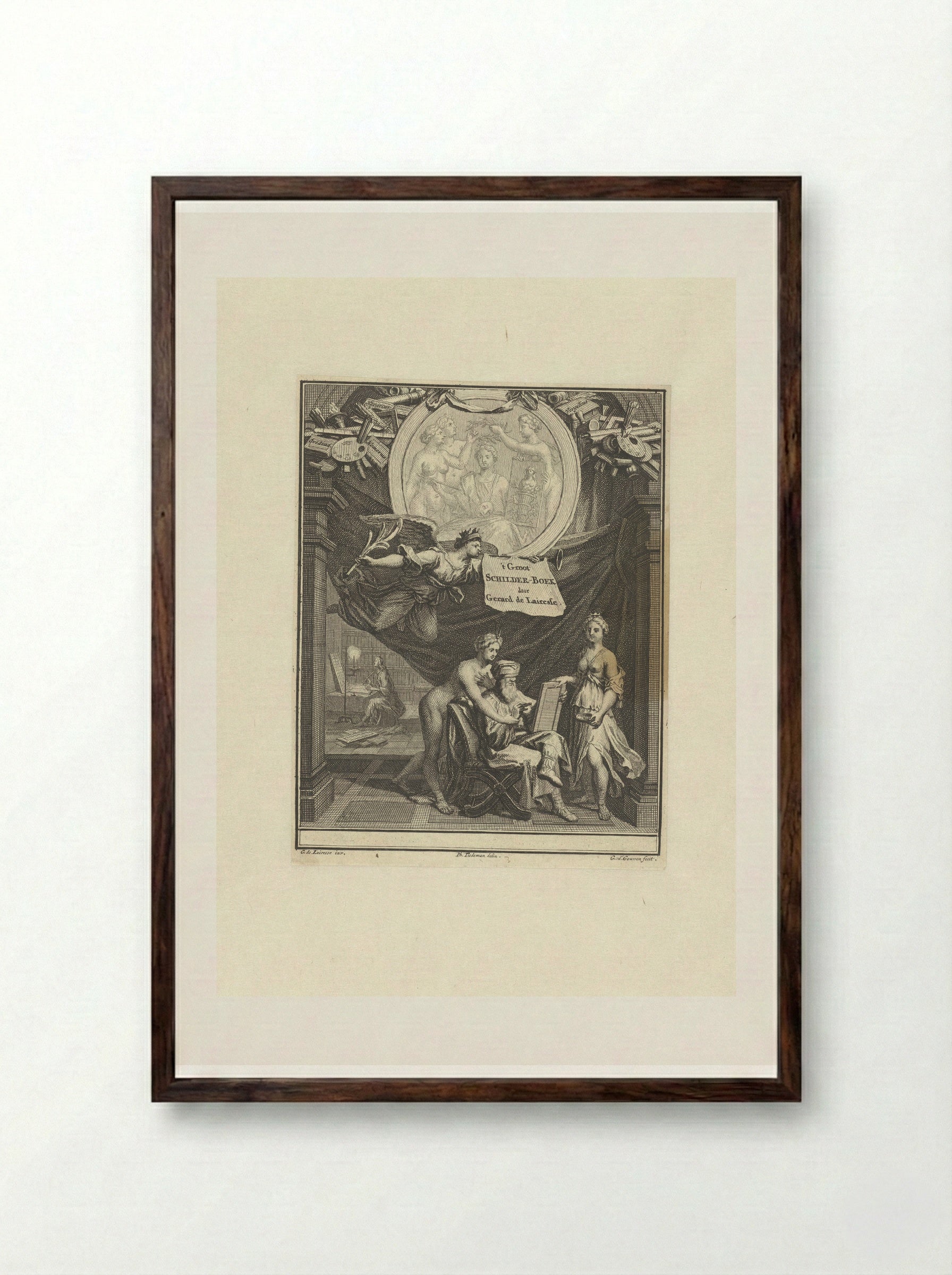 Allegorie op de Schilderkunst - Gerard de Lairesse - Framed Print Dark Wood
