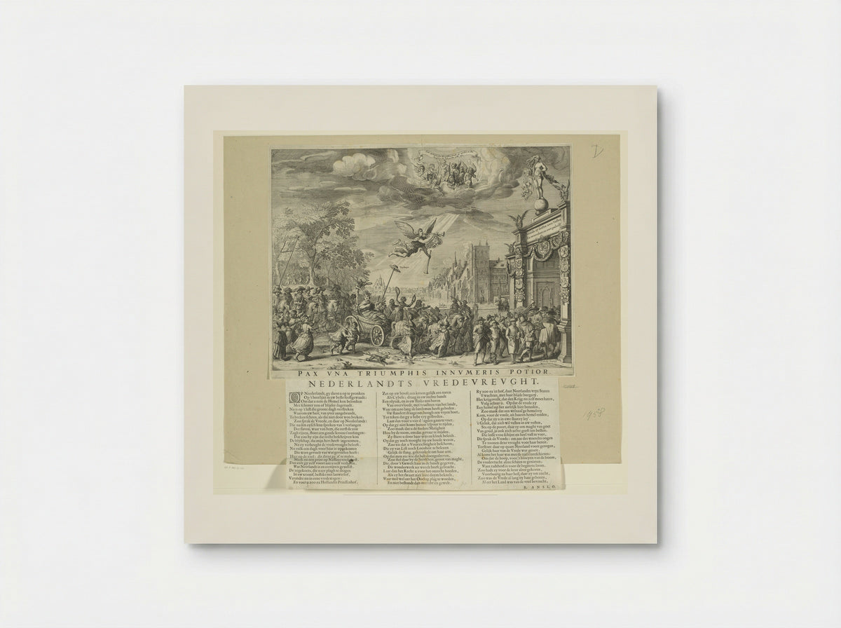 Allegorie op de Vrede van Munster met tekstblad - Salomon Savery - Poster