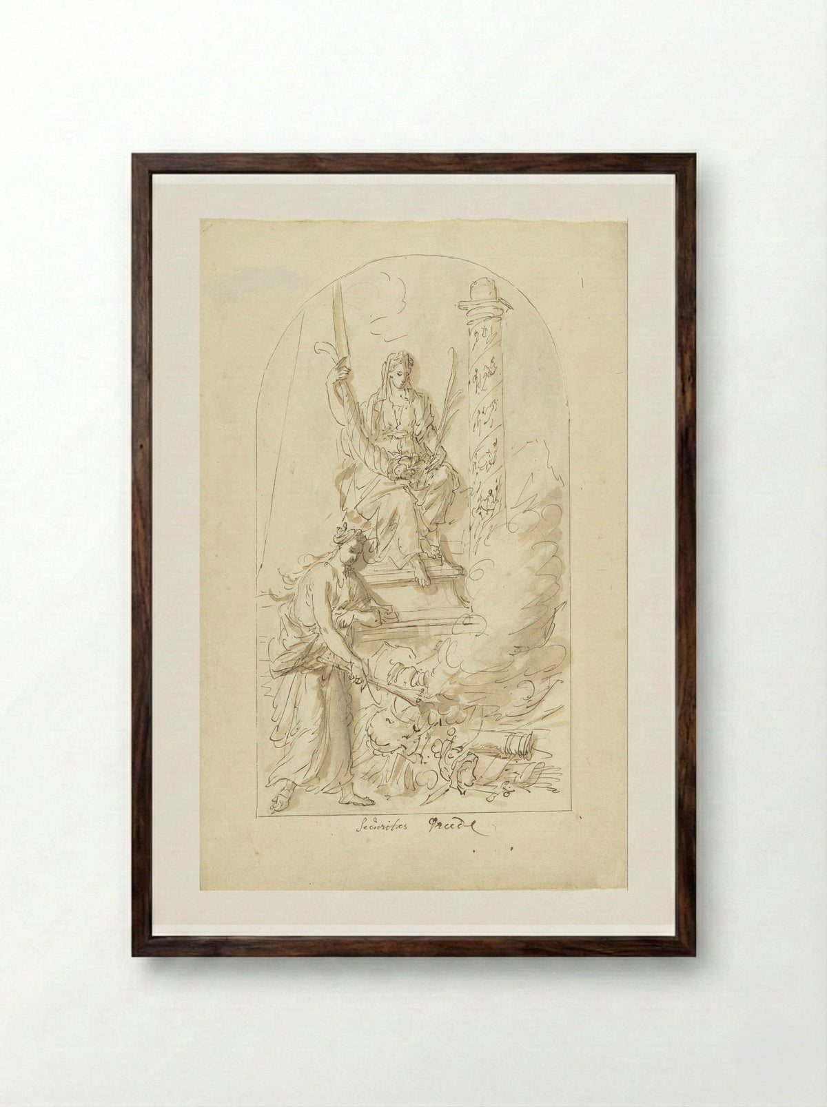 Allegorie op de Vrede - Elias van Nijmegen - Framed Print Dark Wood