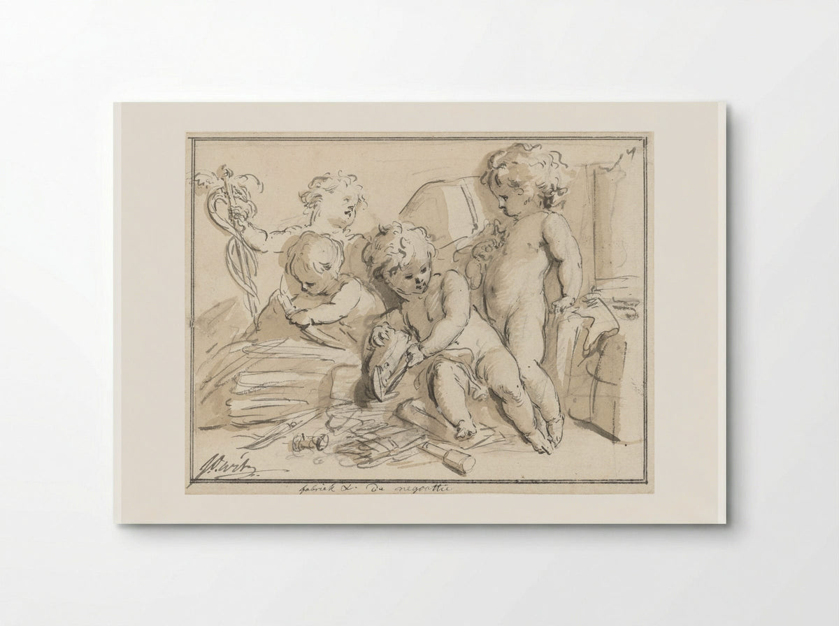 Allegorie op de koophandel met vier putti - Jacob de Wit - Poster