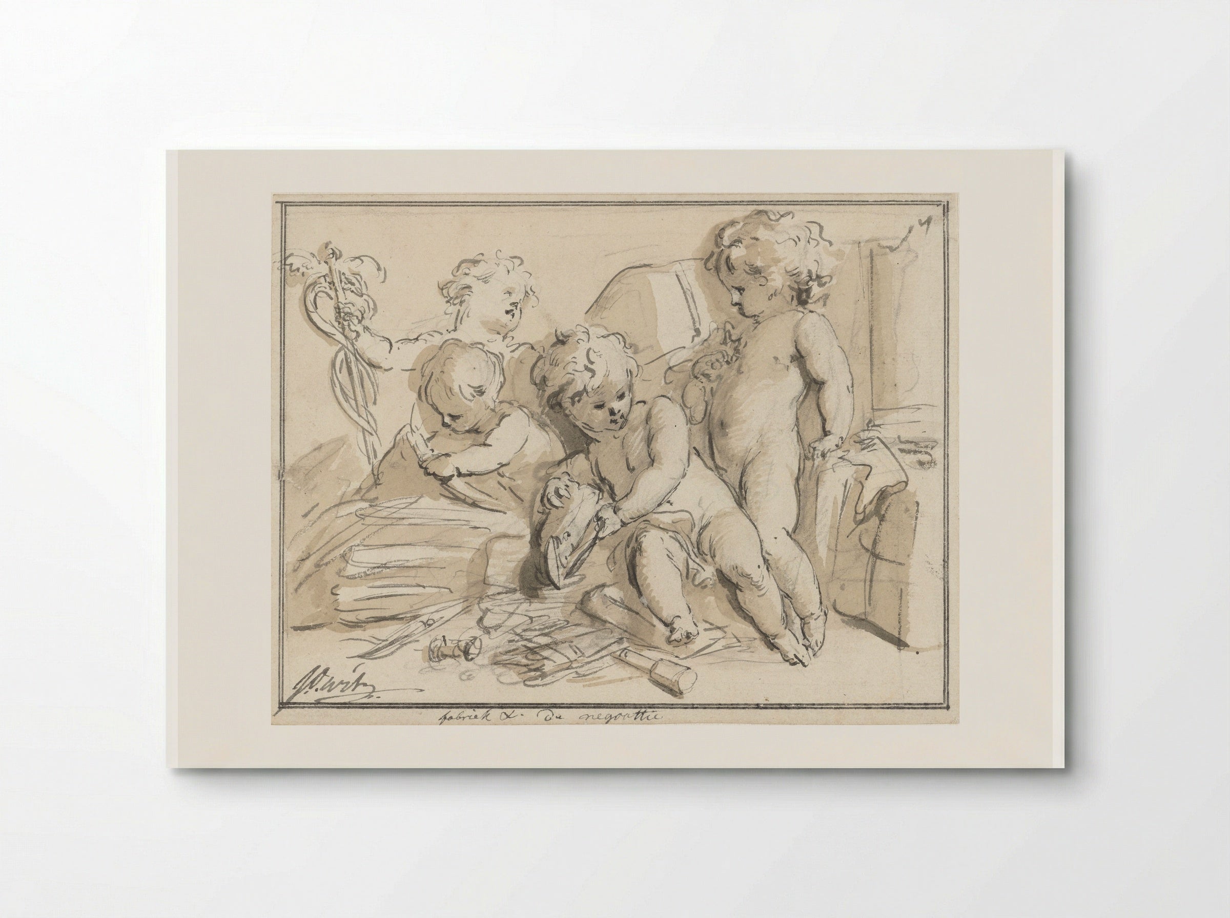 Allegorie op de koophandel met vier putti - Jacob de Wit - Poster