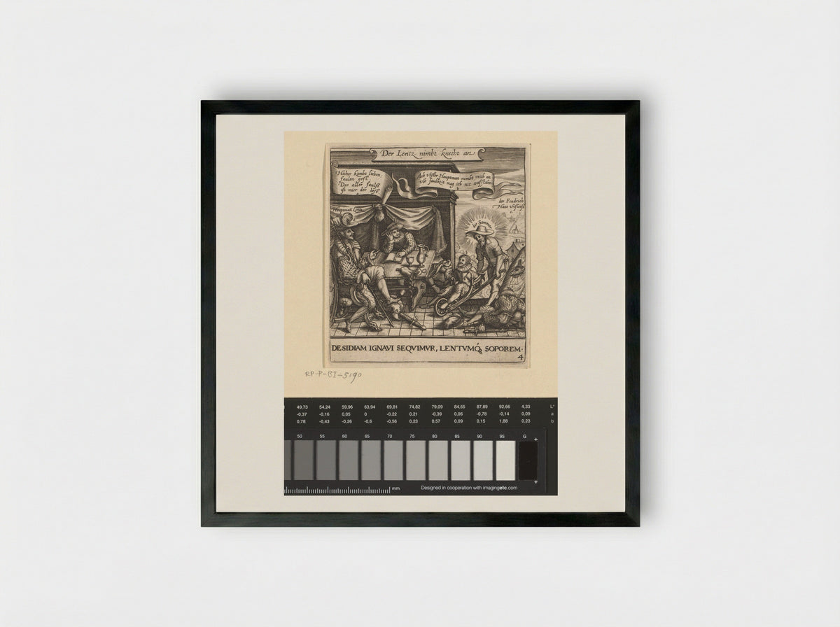 Allegorie op de luiheid van de mens - Johann Theodor de Bry - Framed Print Black
