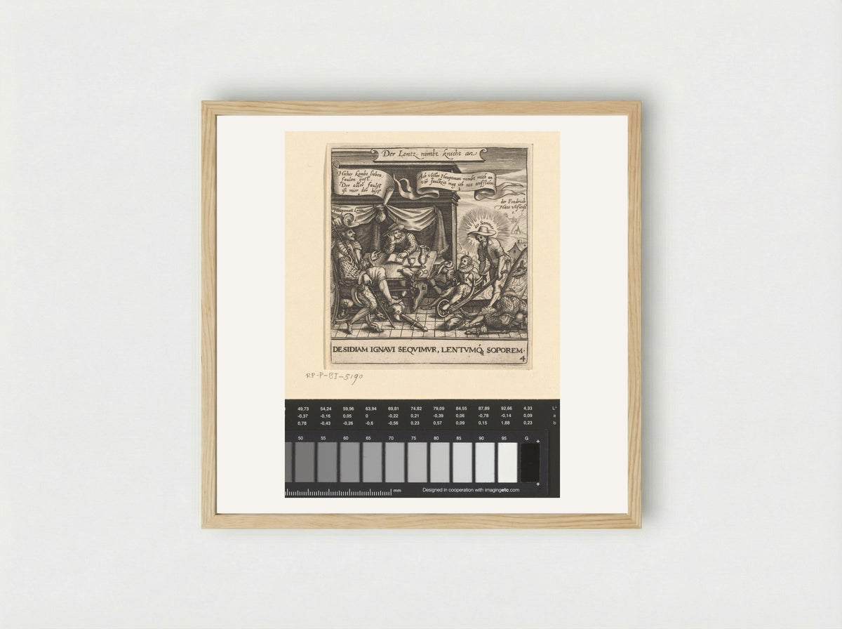 Allegorie op de luiheid van de mens - Johann Theodor de Bry - Framed Print Wood