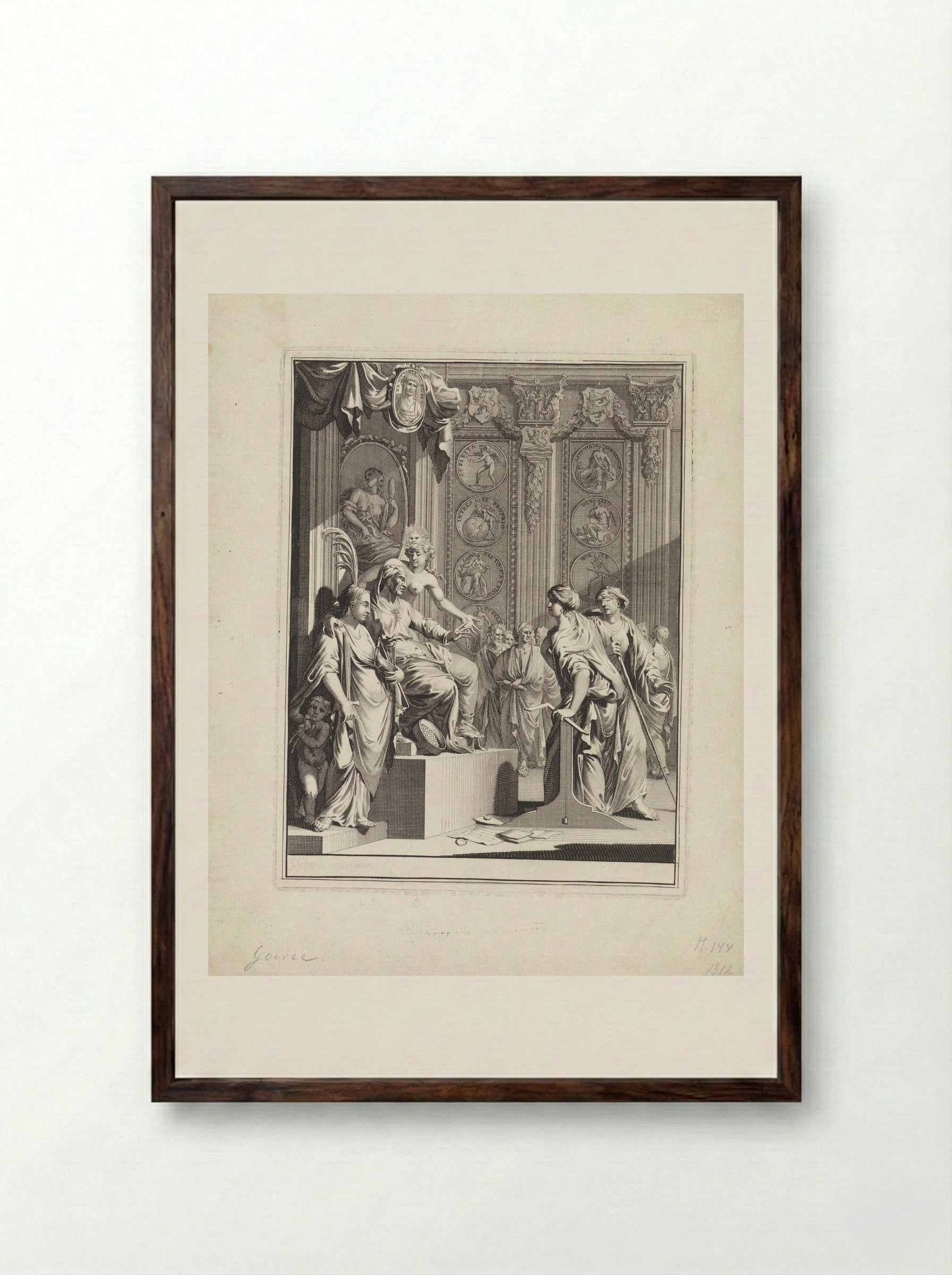 Allegorie op de rechtsprocedure - Jan Goeree - Framed Print Dark Wood